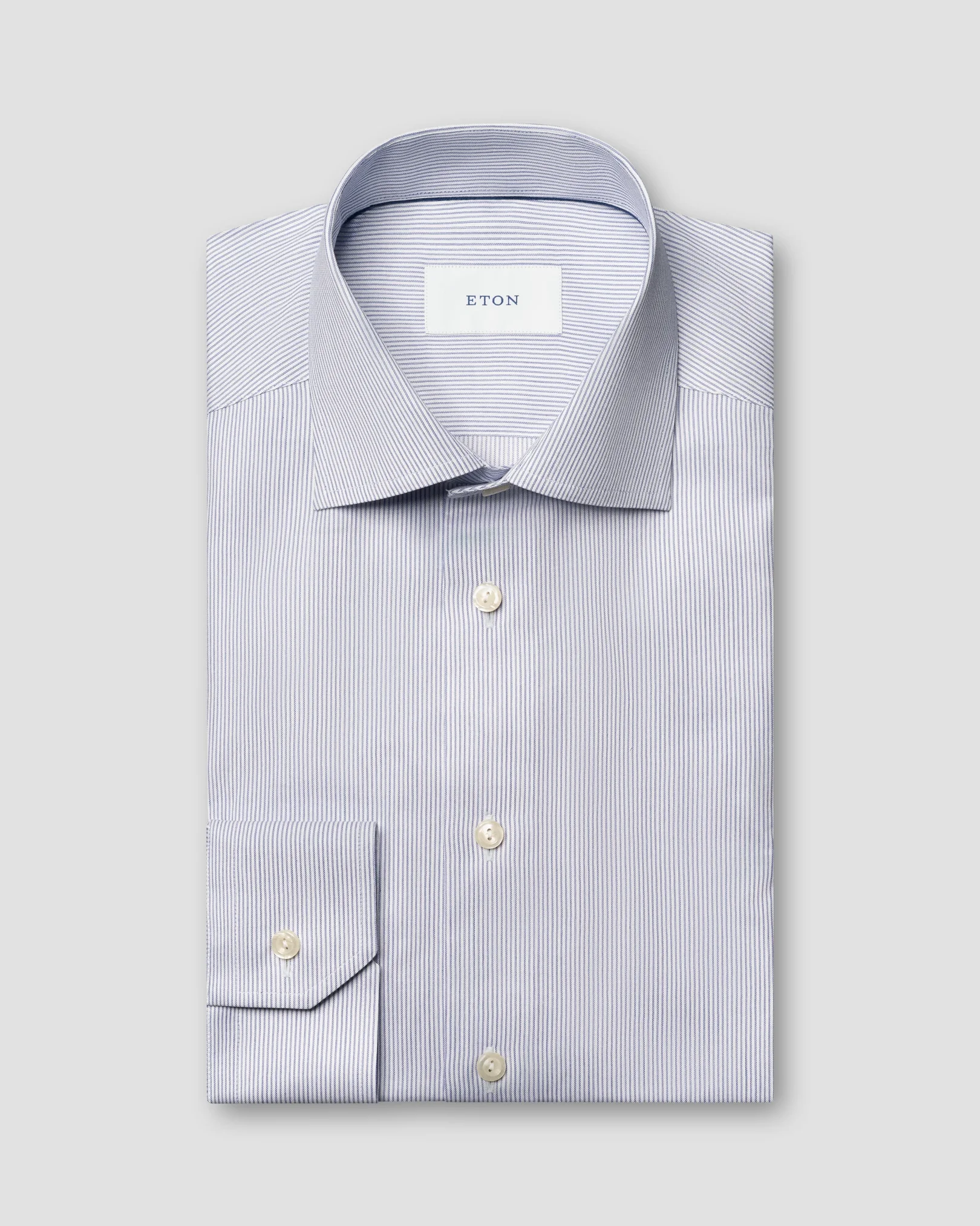 Eton - dark blue fine striped signature twill shirt 256