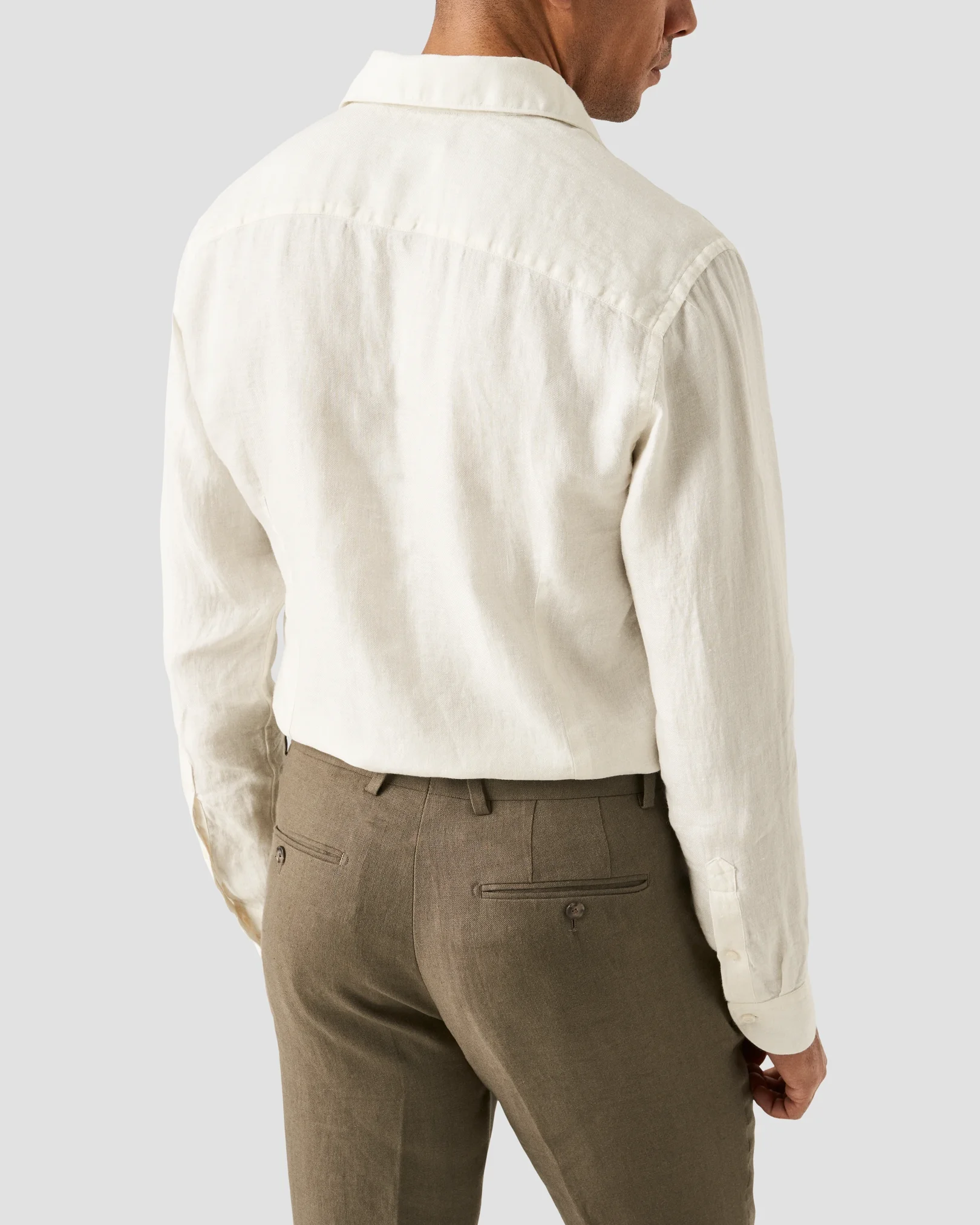 Eton - white solid twill linen shirt