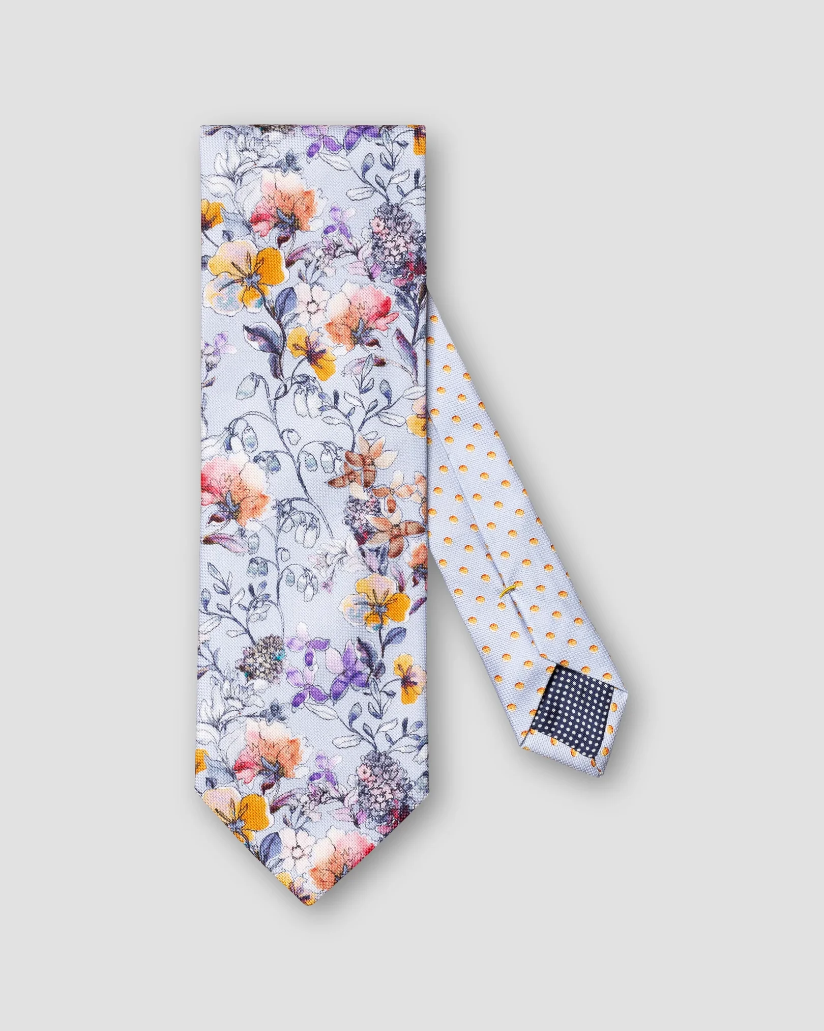 Eton - blue floral print cotton tie