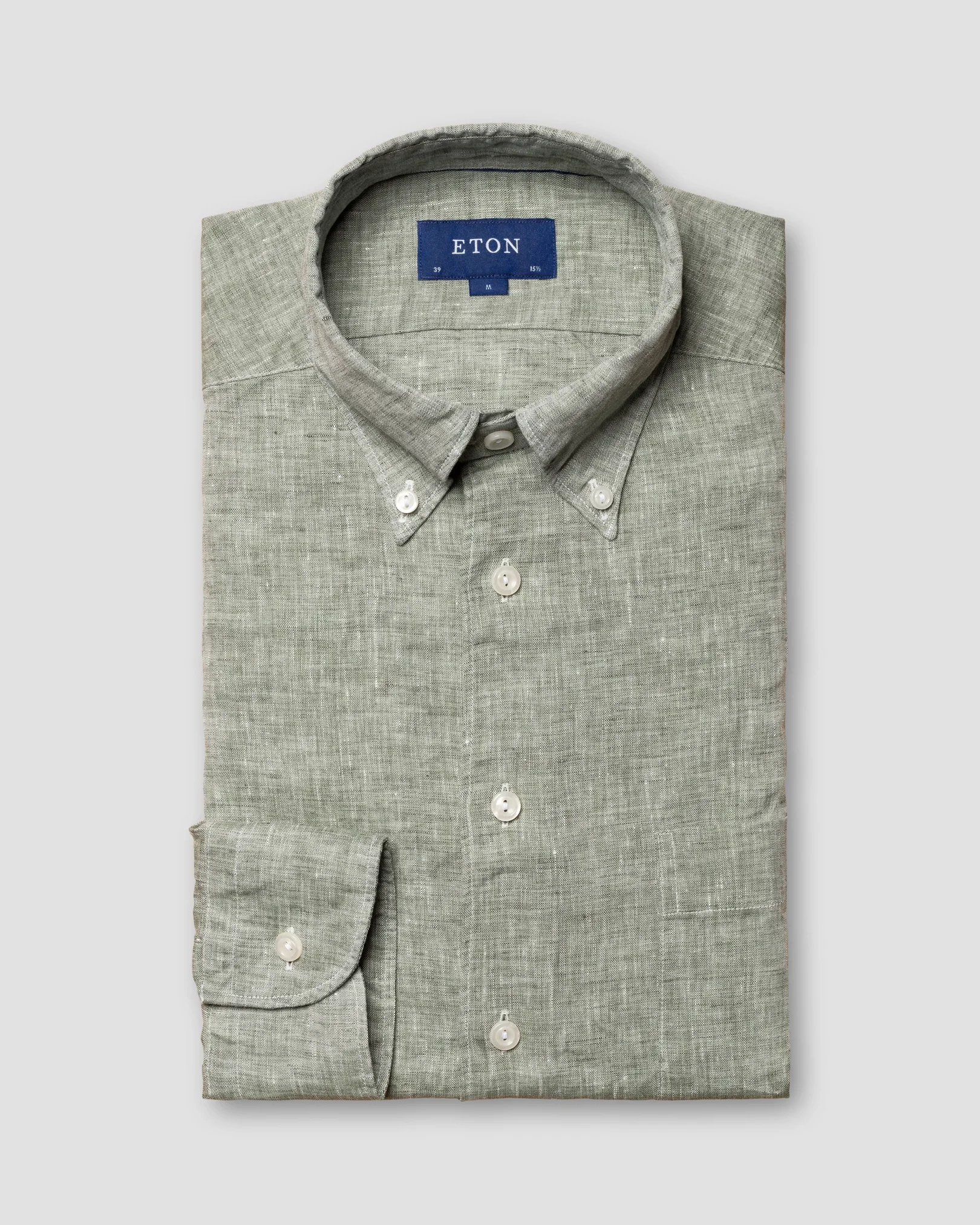 Eton - mid green casual linen shirt