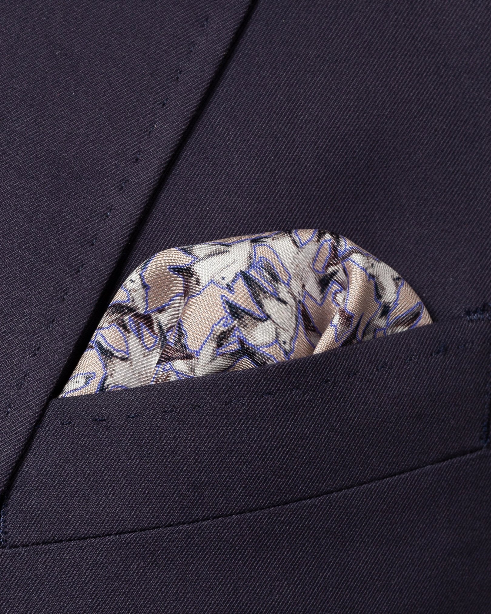 Eton - light brown birds print silk pocket square