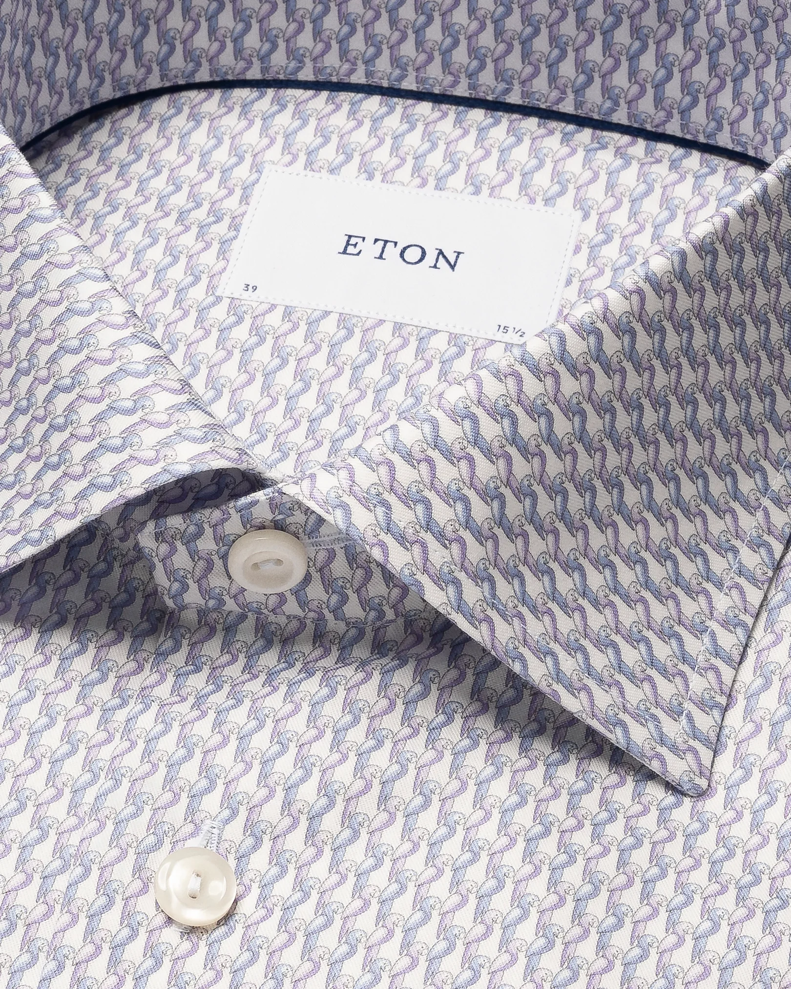 Eton - light purple parrot print signature twill shirt