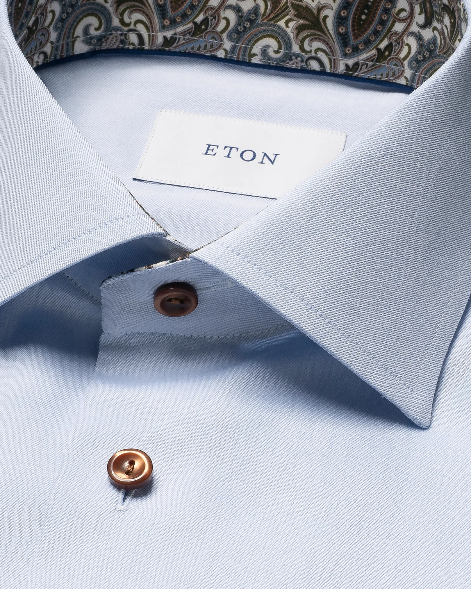 Eton - light blue paisley effect signature twill shirt