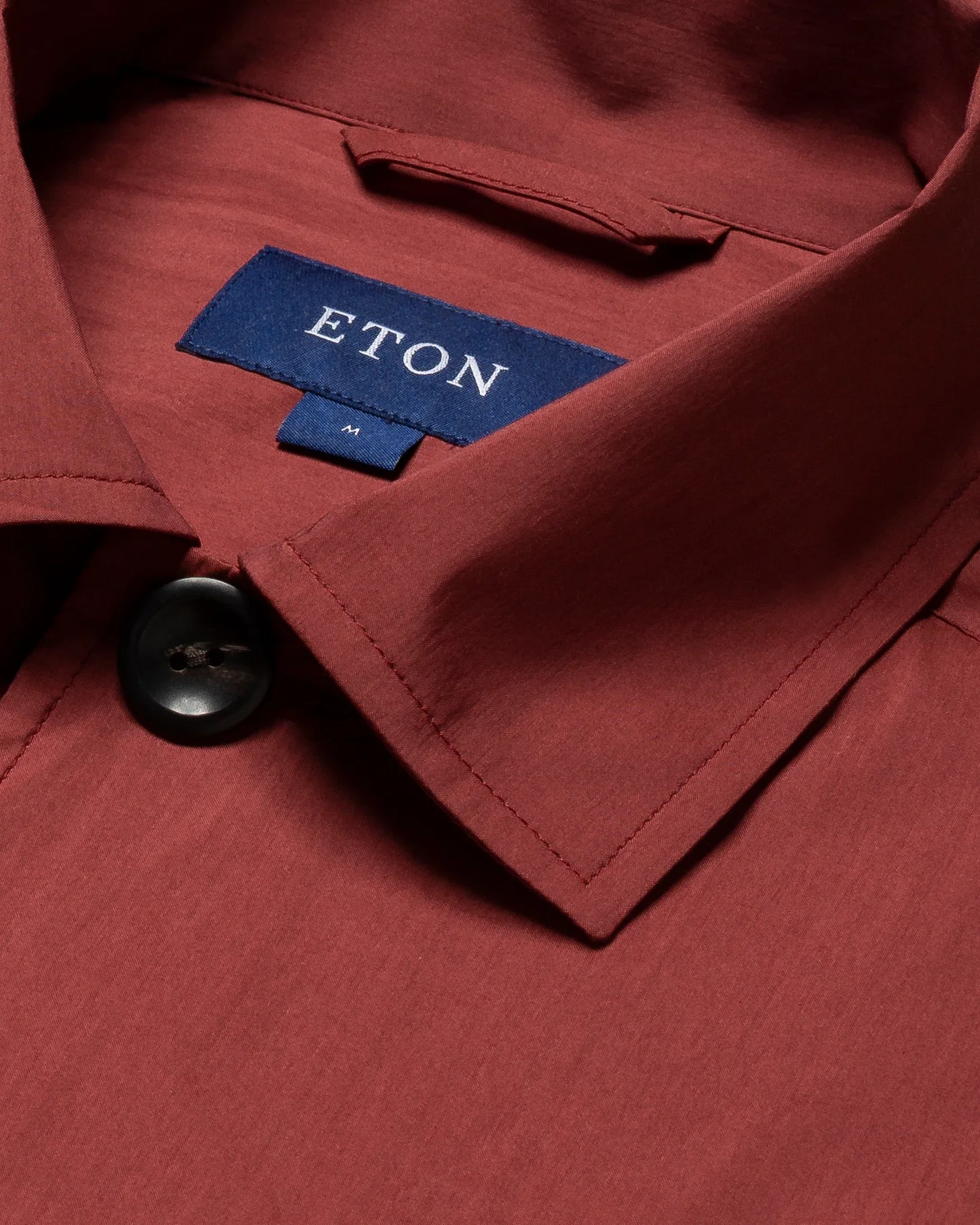Eton - red wind overshirt collar with no collarstand double round with piping regular