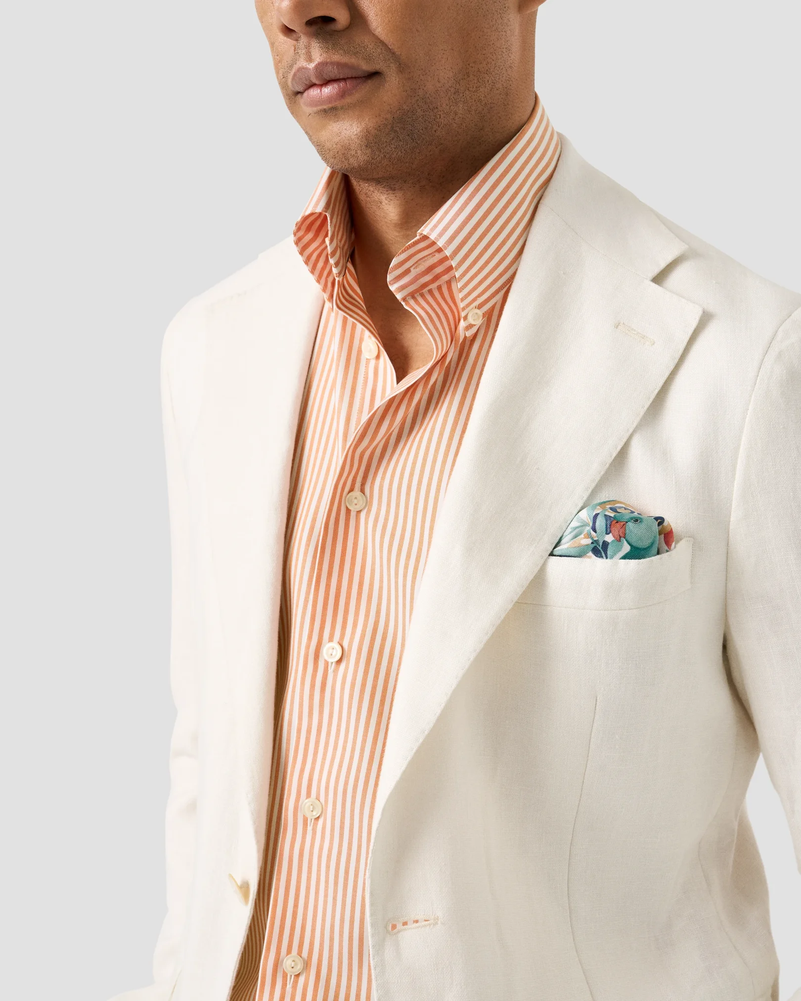 Eton - orange striped signature oxford shirt