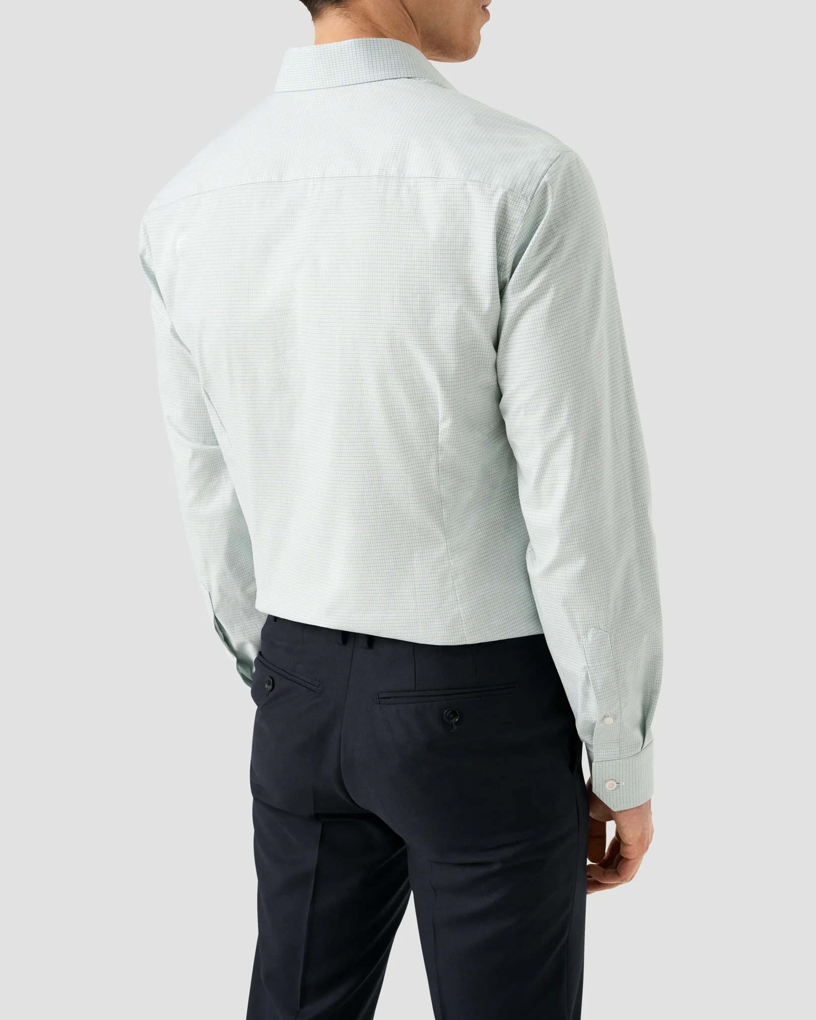 Eton - light green check fine twill shirt