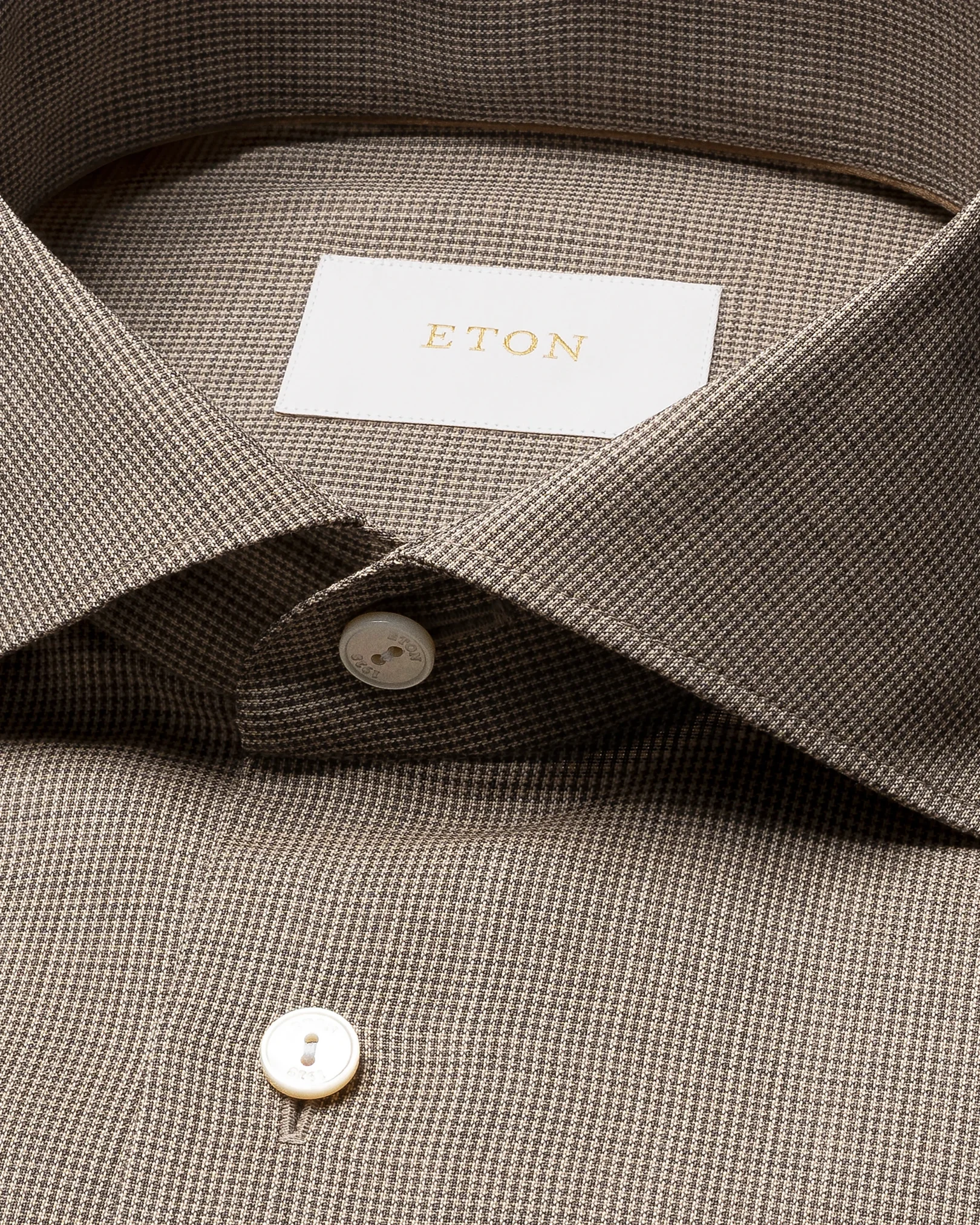 Eton - brown houndstooth merino shirt