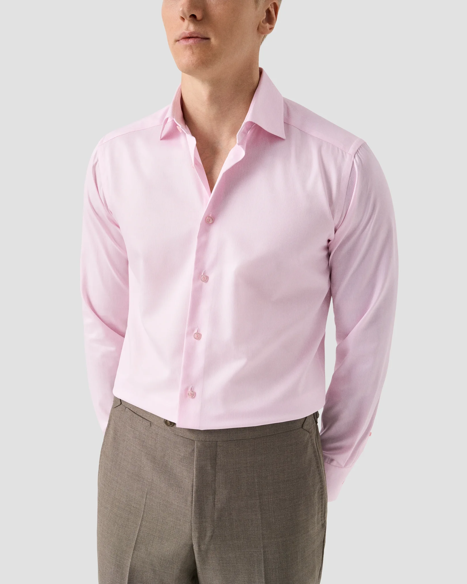 Eton - pink striped cotton tencel tm lyocell shirt