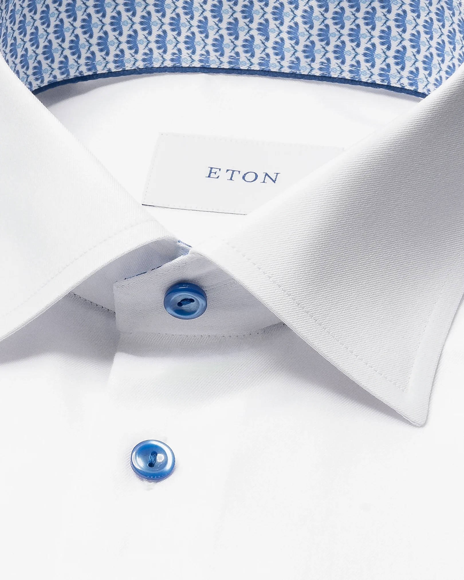 Eton - white floral effect signature twill shirt cut away 258