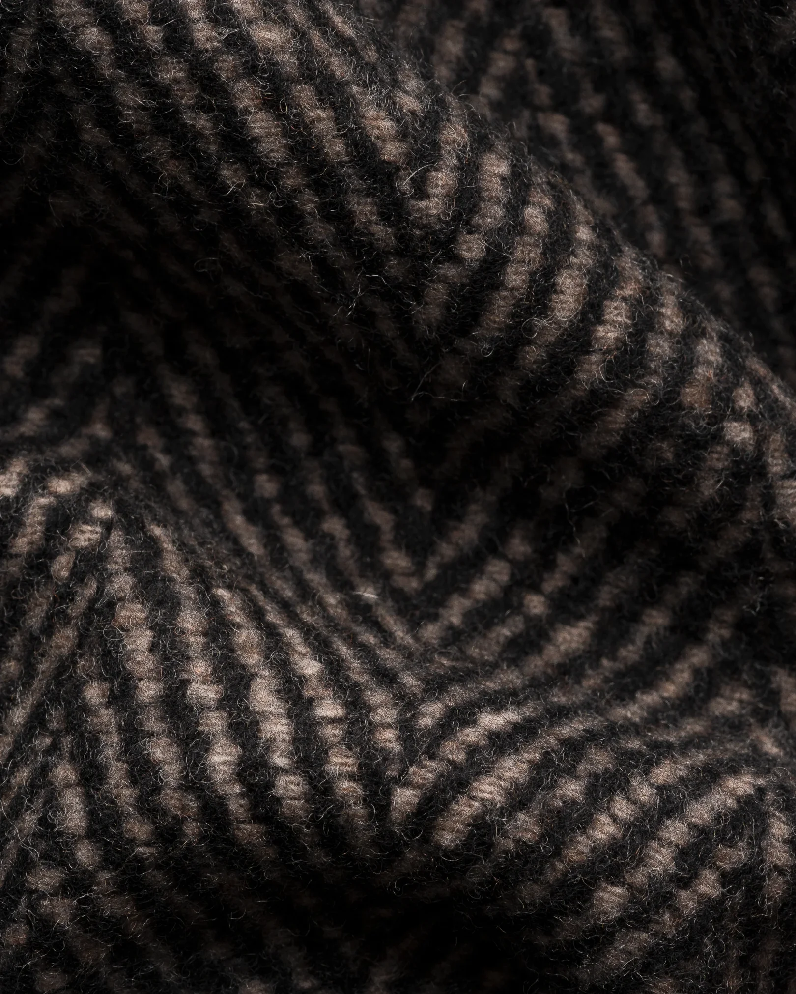Eton - dark brown wool cashmere herringbone raglan coat
