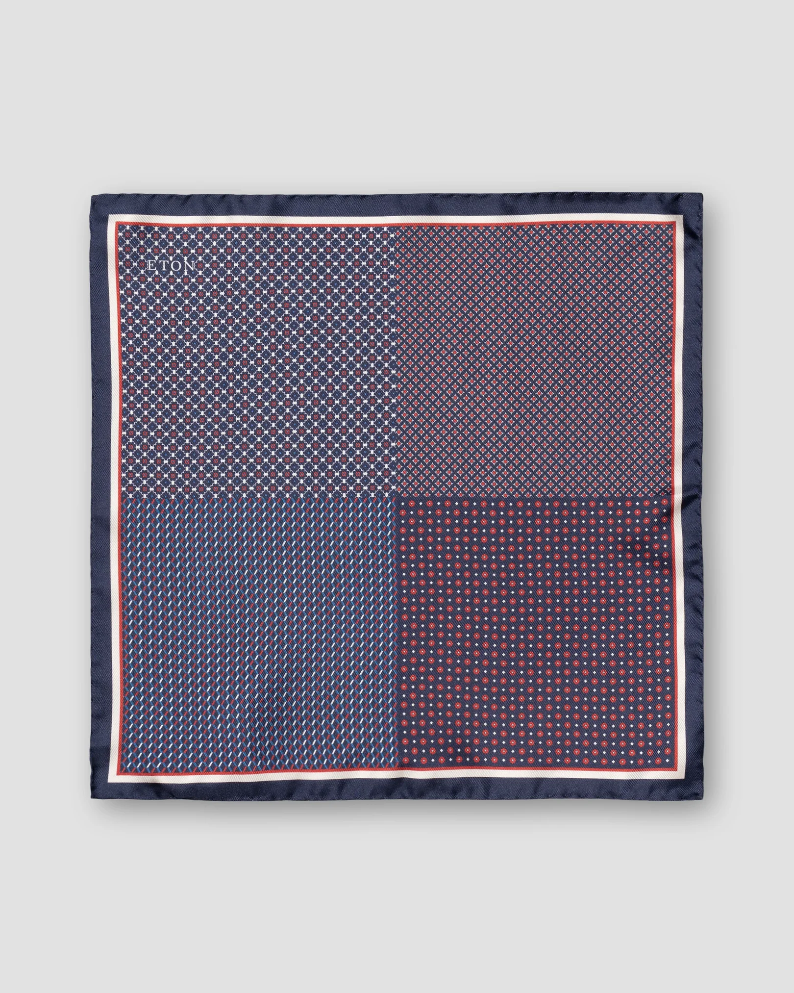 Eton - dark blue four sided silk pocket square