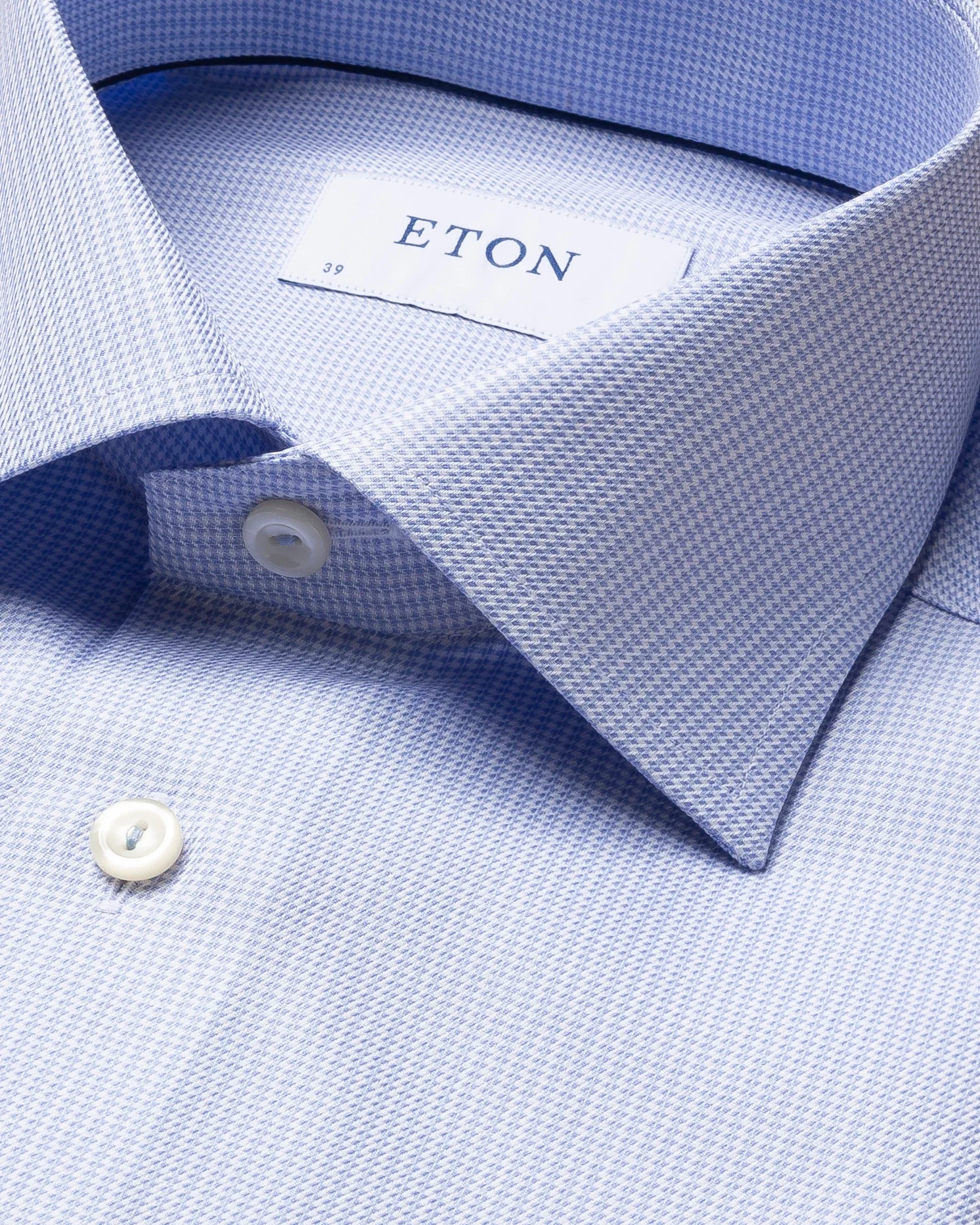 Eton - light blue houndstooth stretch shirt