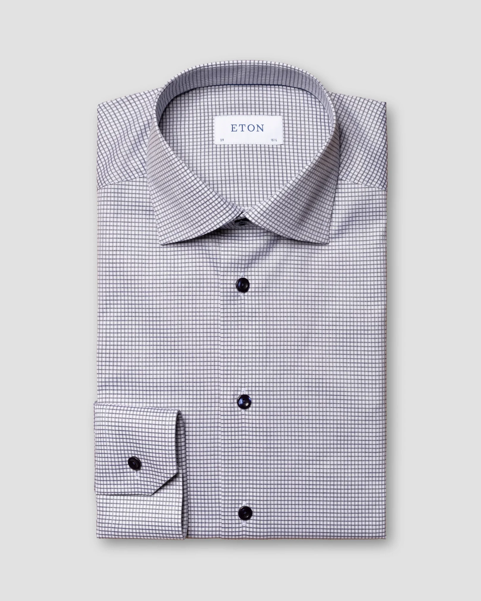 Blue Micro Check Stretch Shirt - Eton