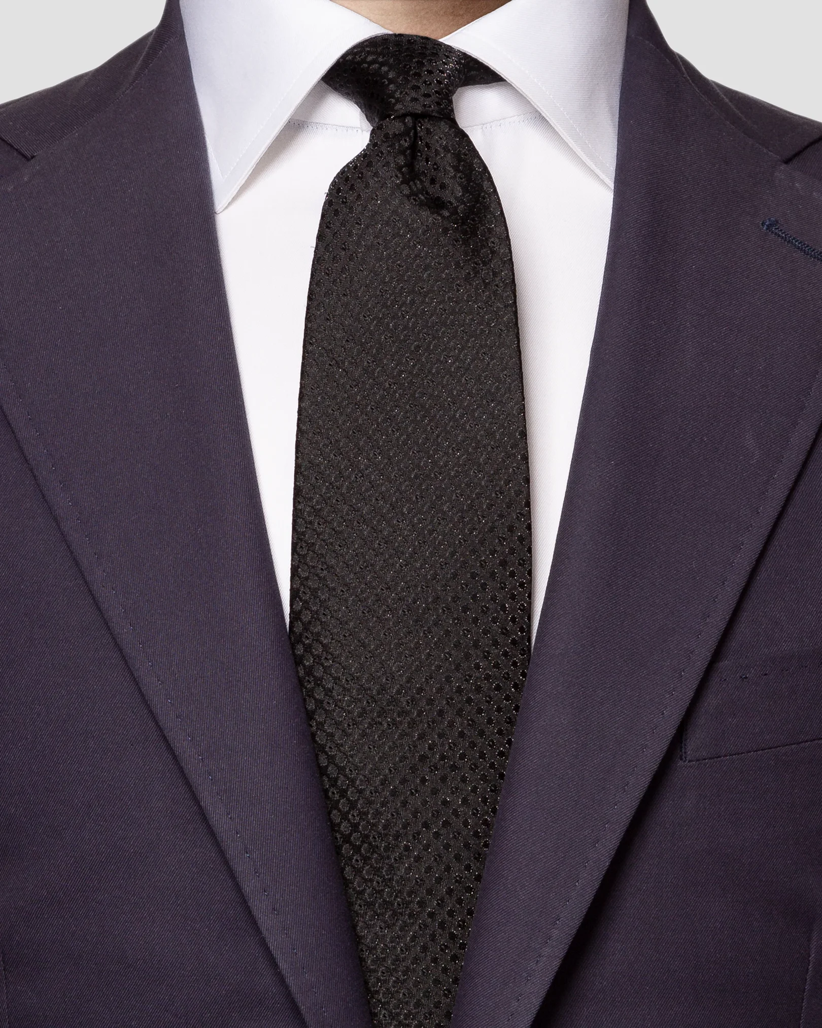 Eton - black solid jacquard tie