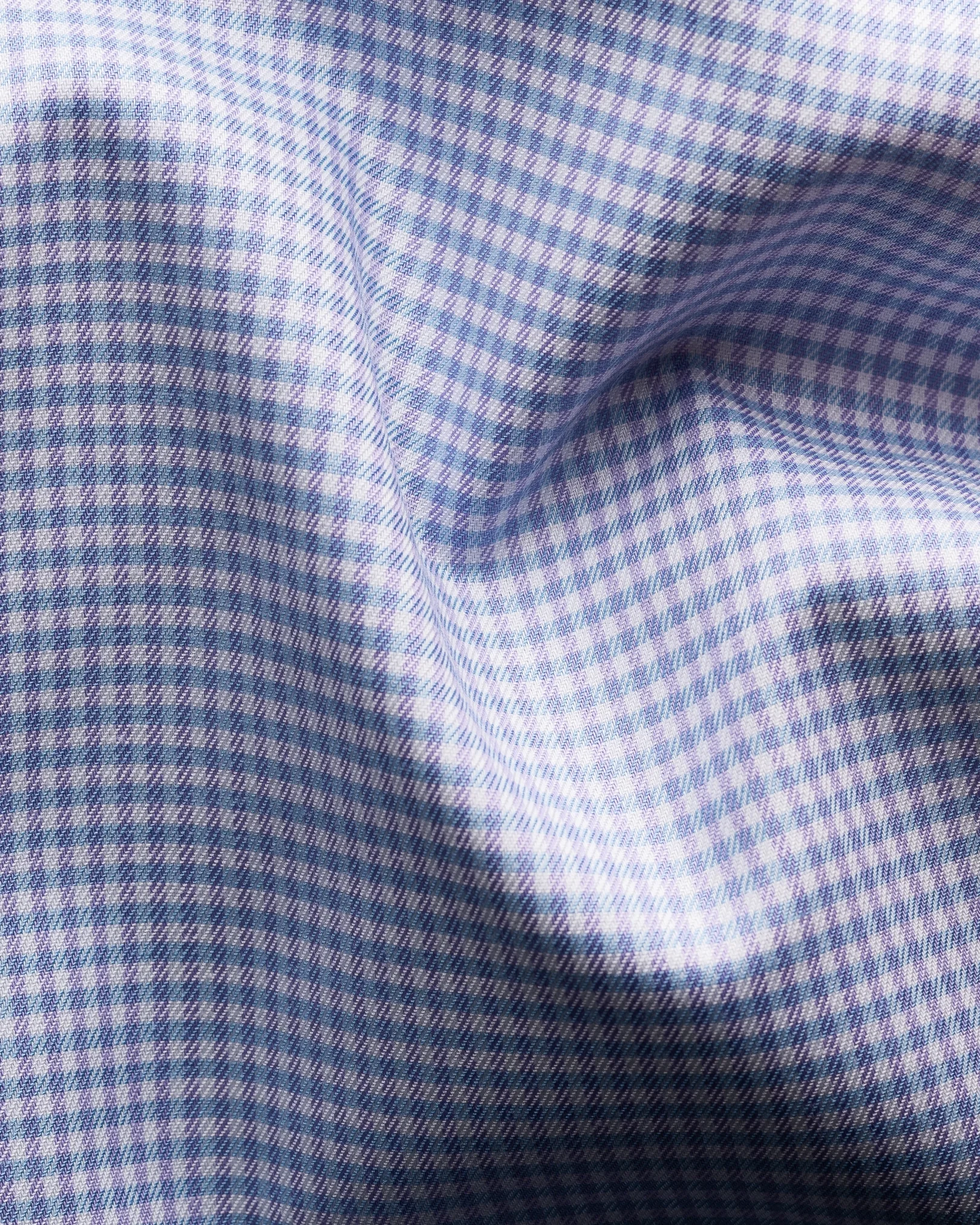 Eton - checked light purple twill shirt