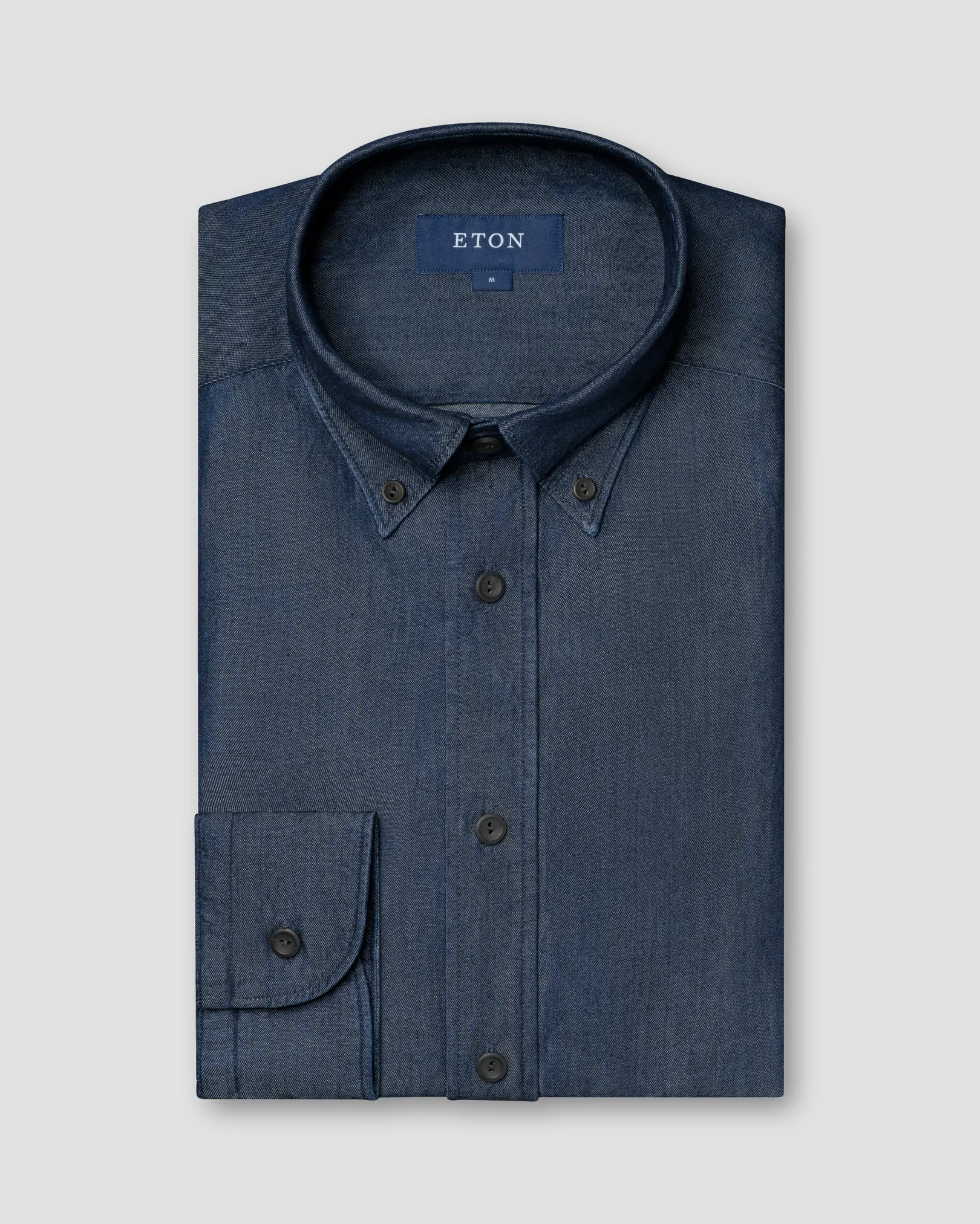 Eton - Chemise bleu moyen en denim – Boutonnée