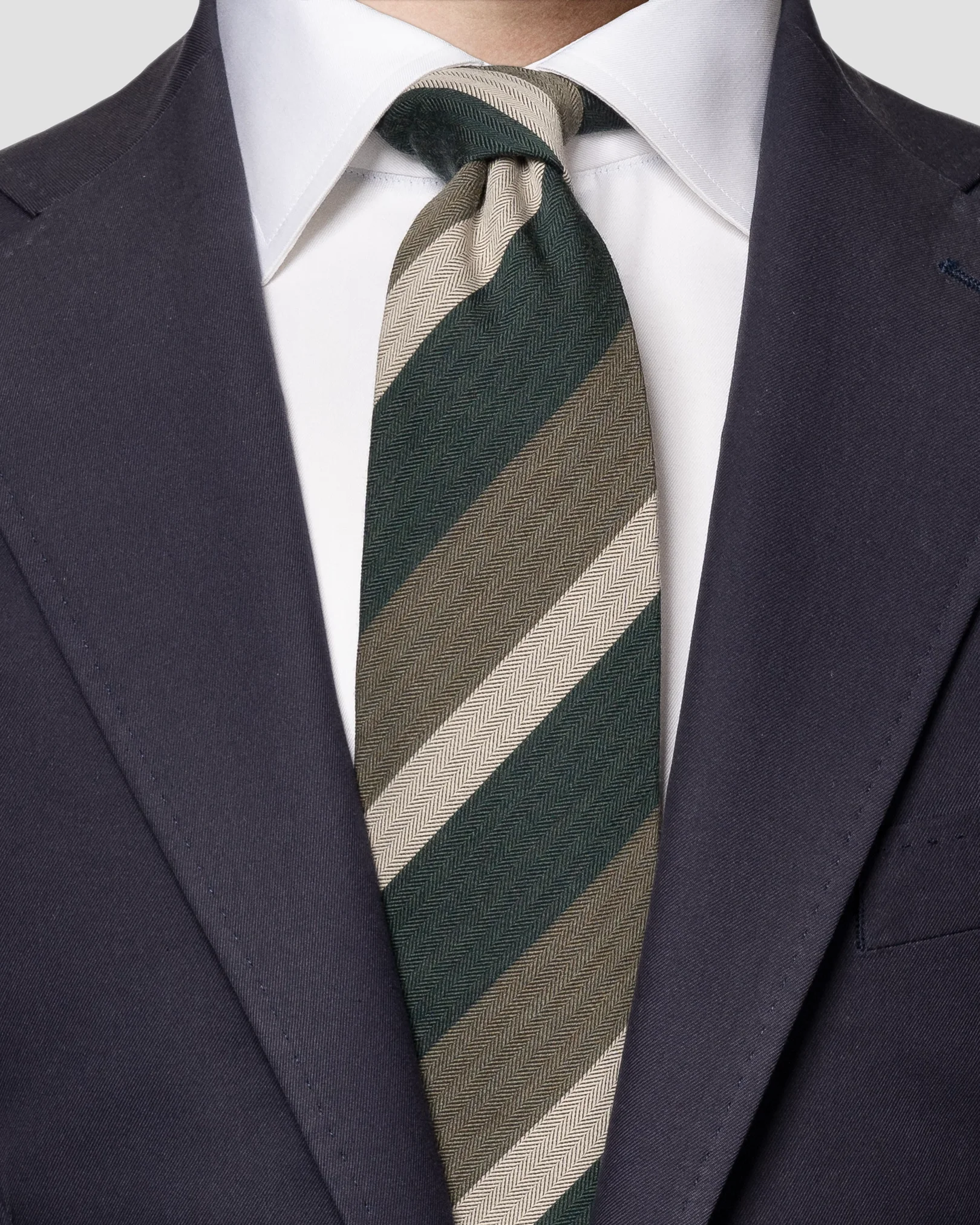 Eton - dark green triped tie