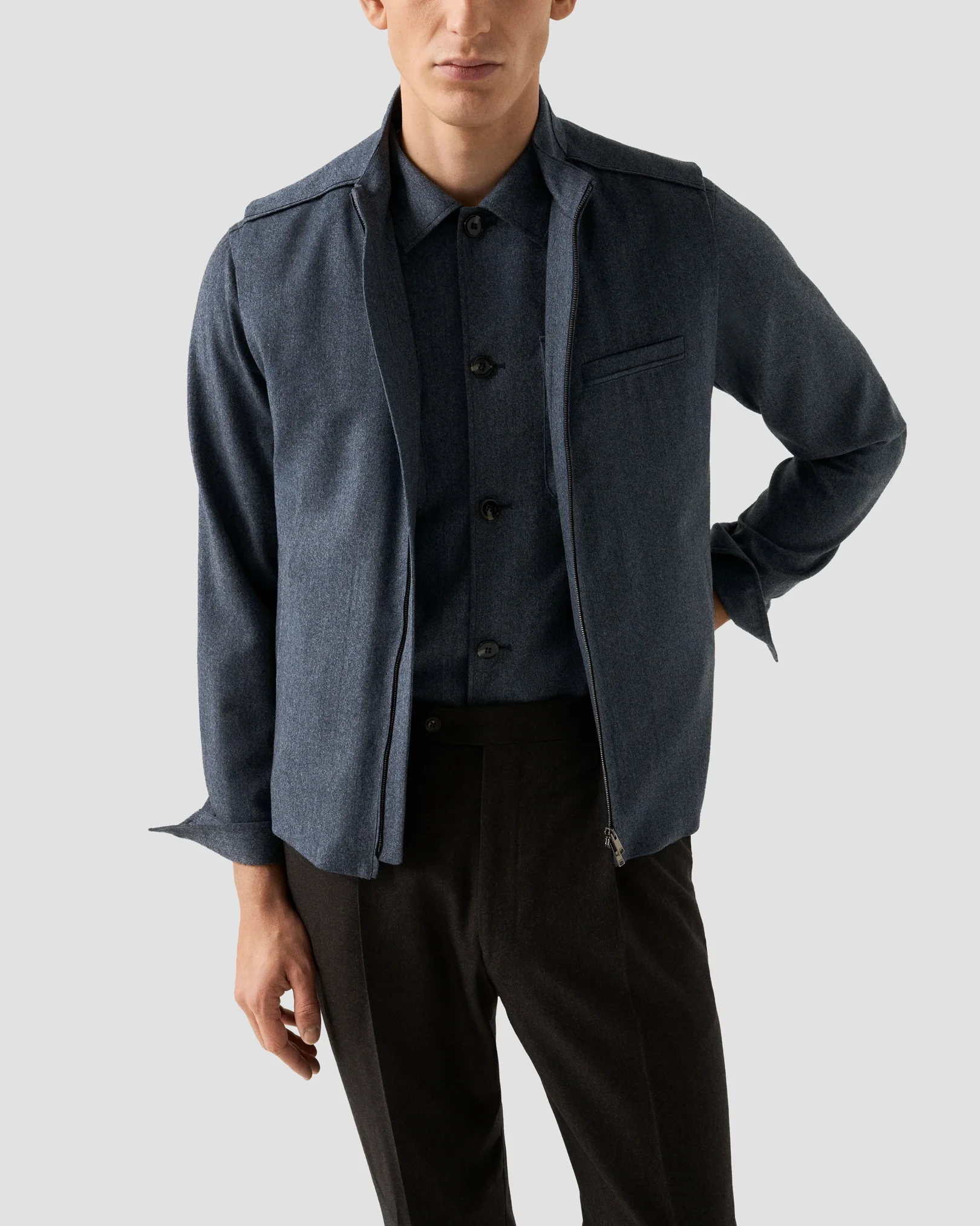 Eton - Solid Wool Flannel Vest