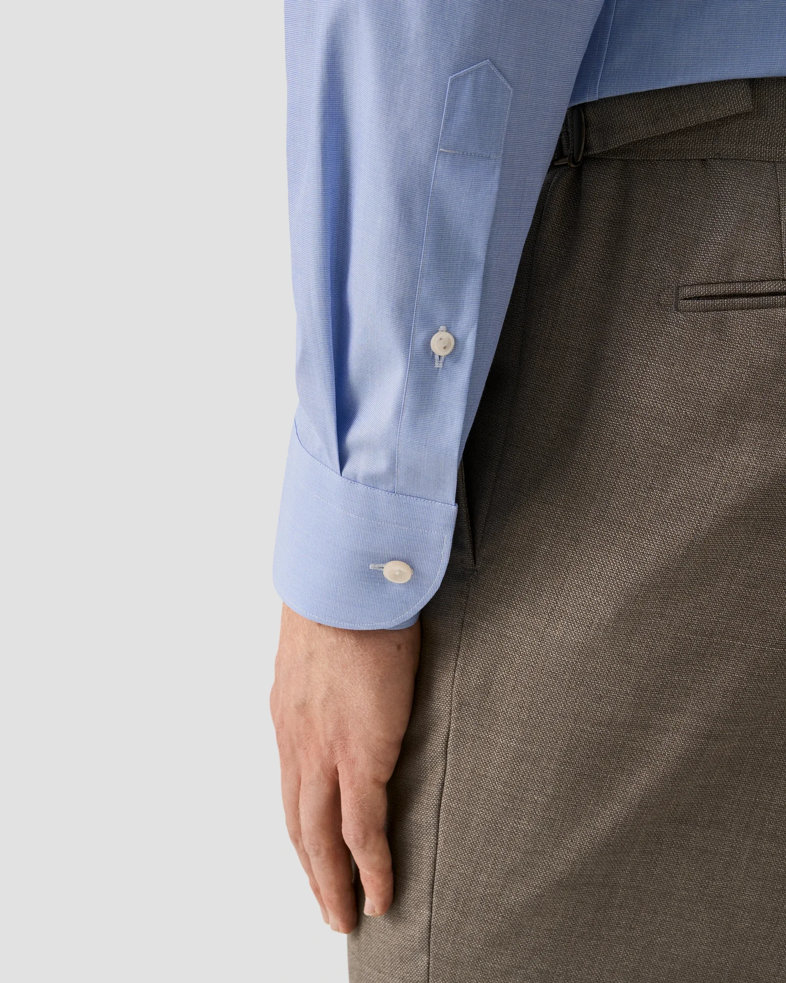 Eton - mid blue end on end breeze poplin shirt