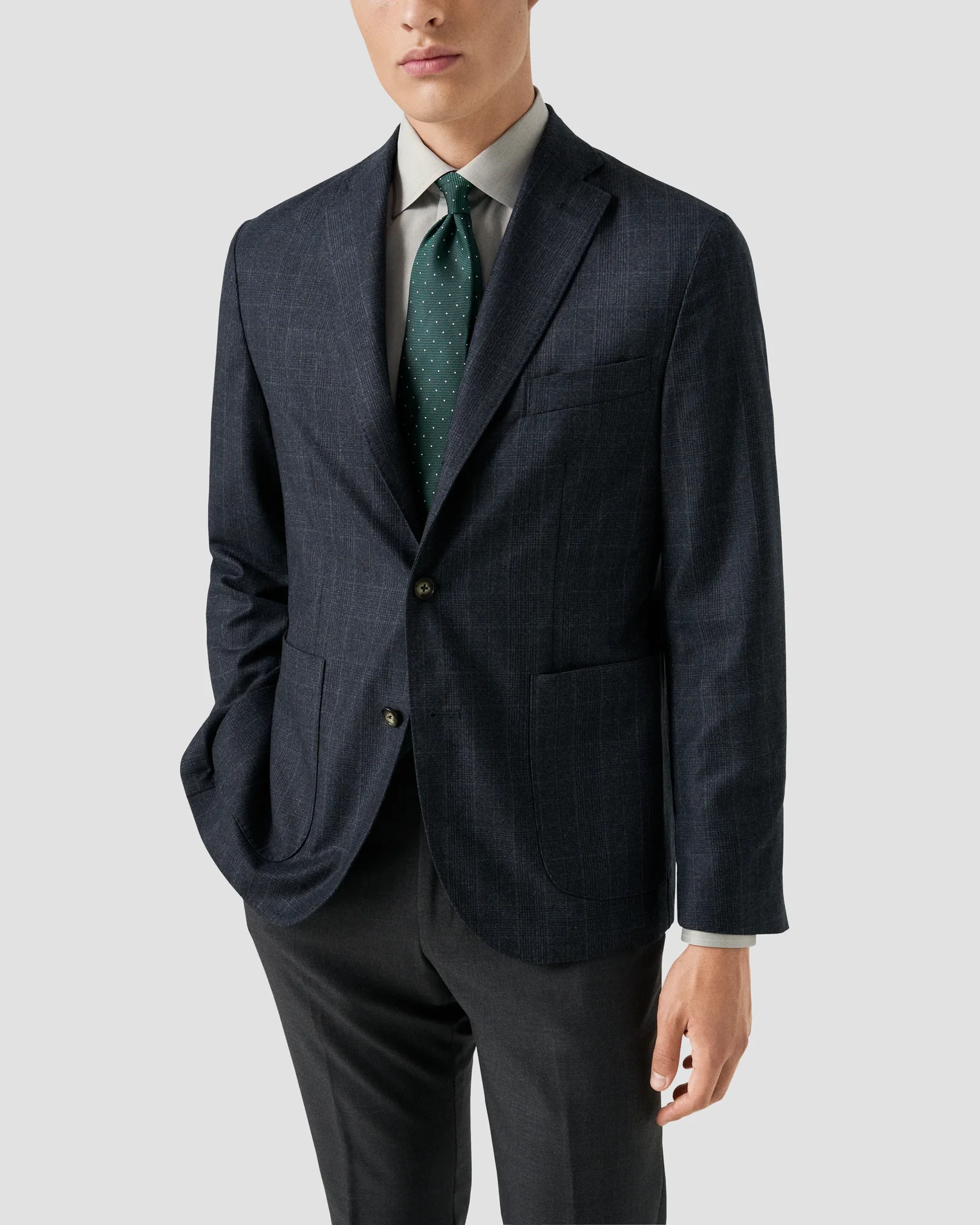 Eton - solid dark green signature twill shirt