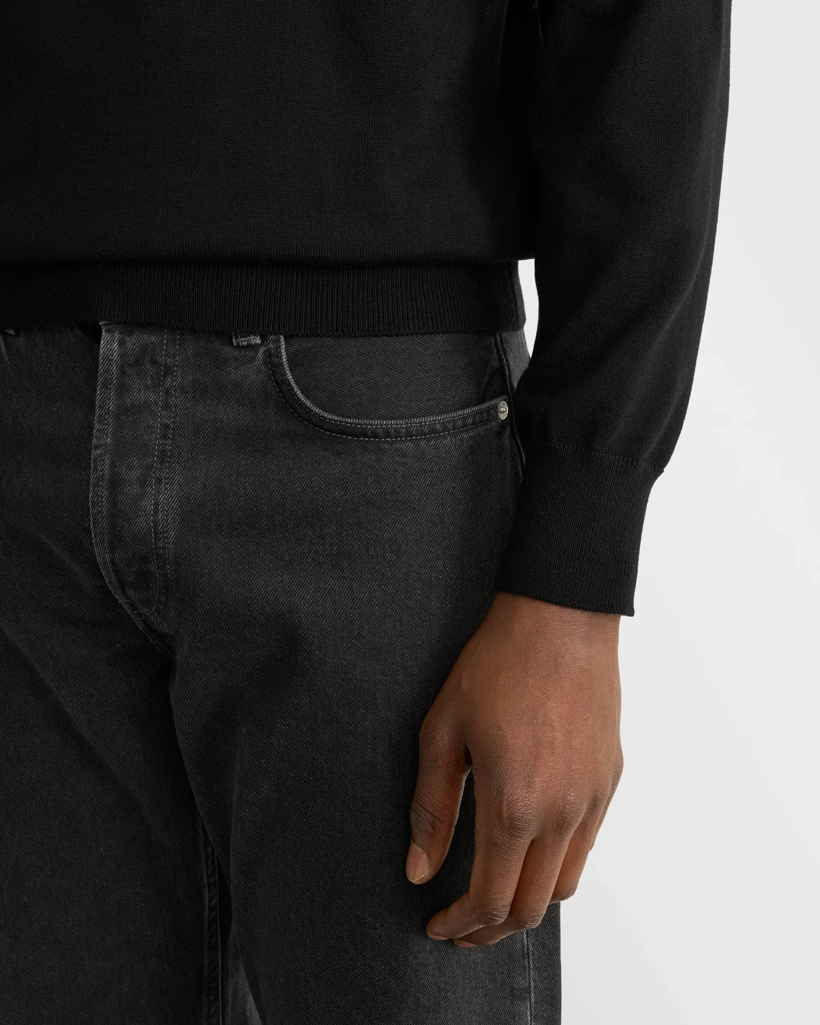 Eton - black merino knit crewneck
