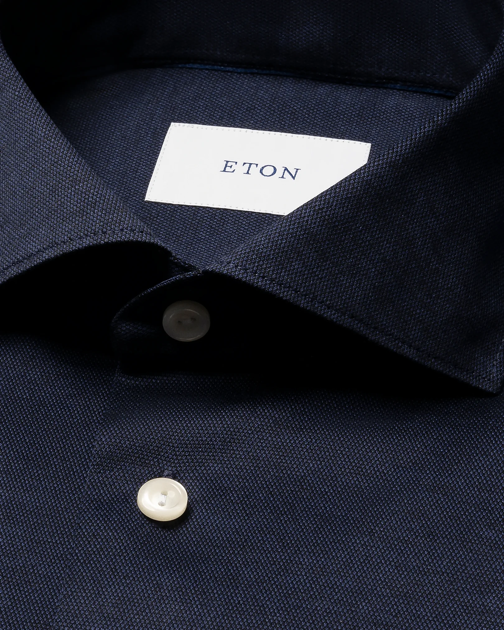 Eton - filo di scozia knit shirt navy