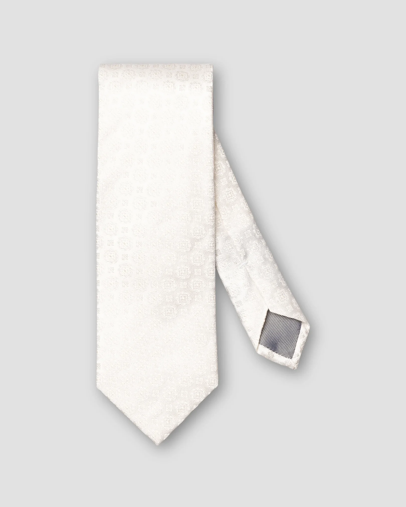 Eton - medallion woven silk tie white