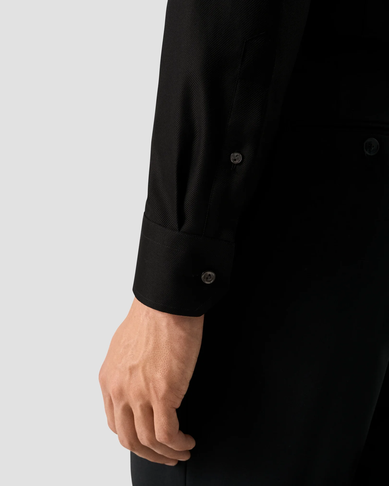 Eton - black solid textured twill shirt
