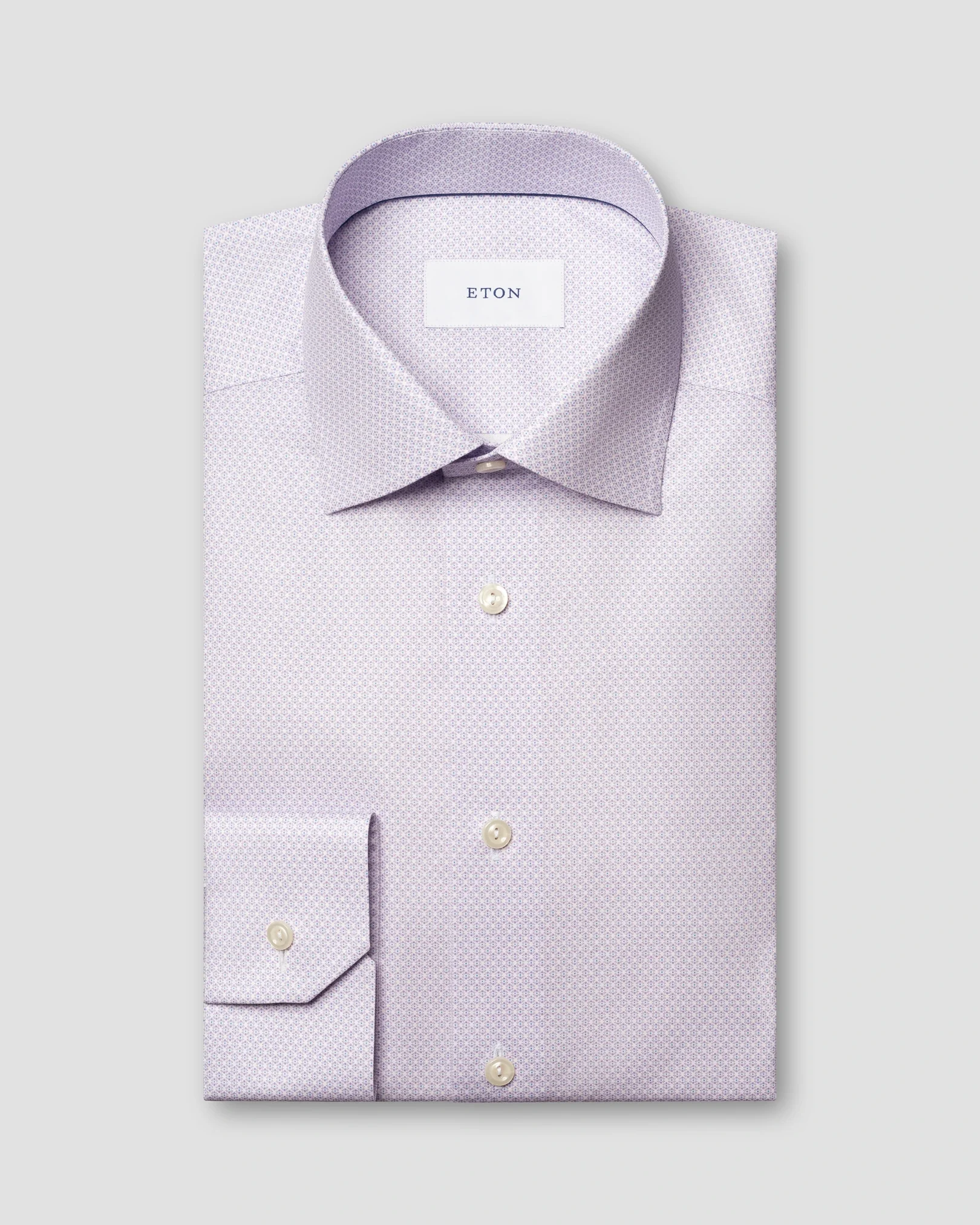 Eton - light purple geometric signature twill shirt