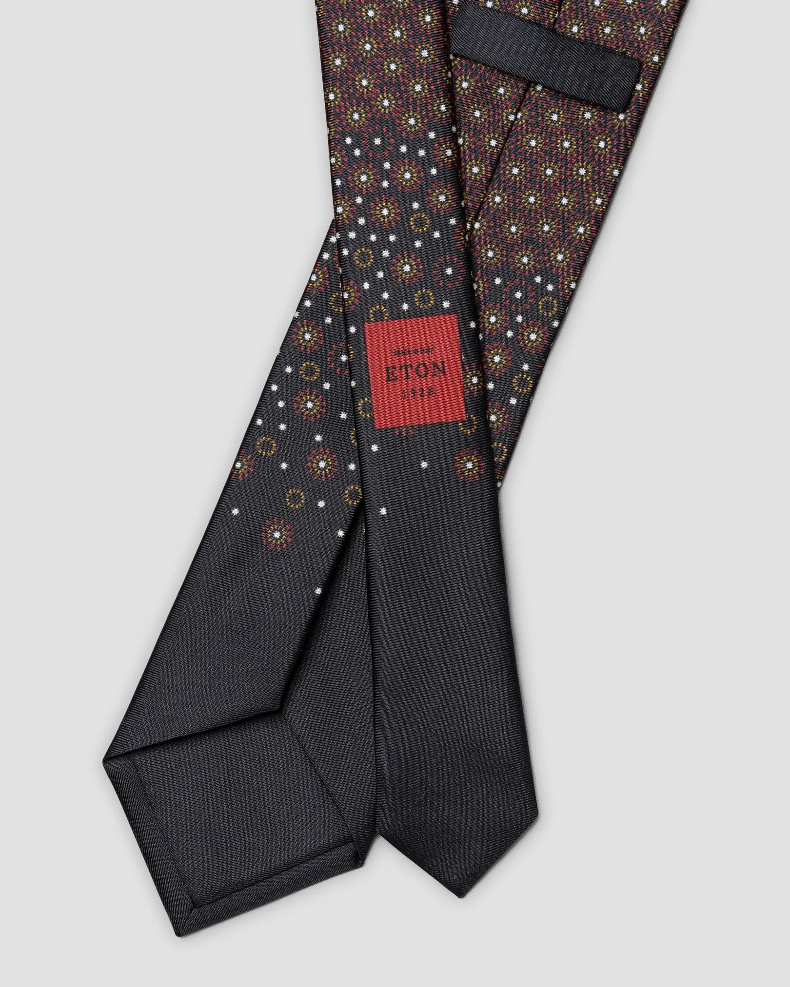 Eton - dark blue floral print silk tie