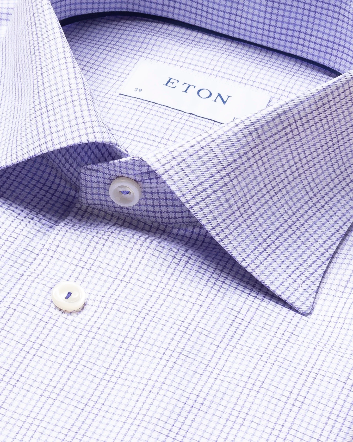 Eton - purple double checked twill shirt