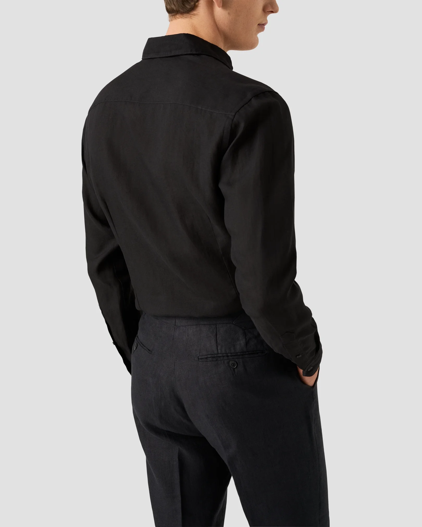 Eton - black linen wide spread solid