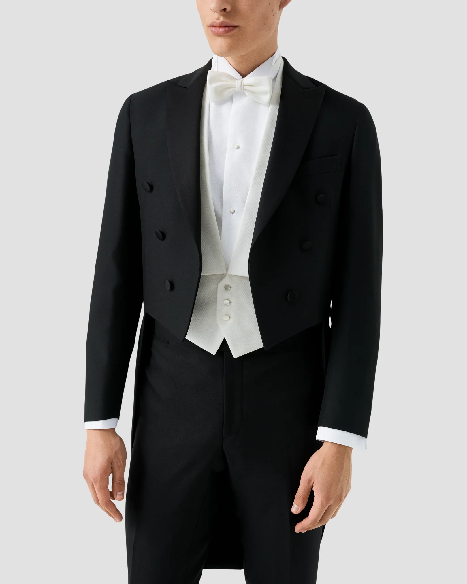 Eton - pique white tie shirt
