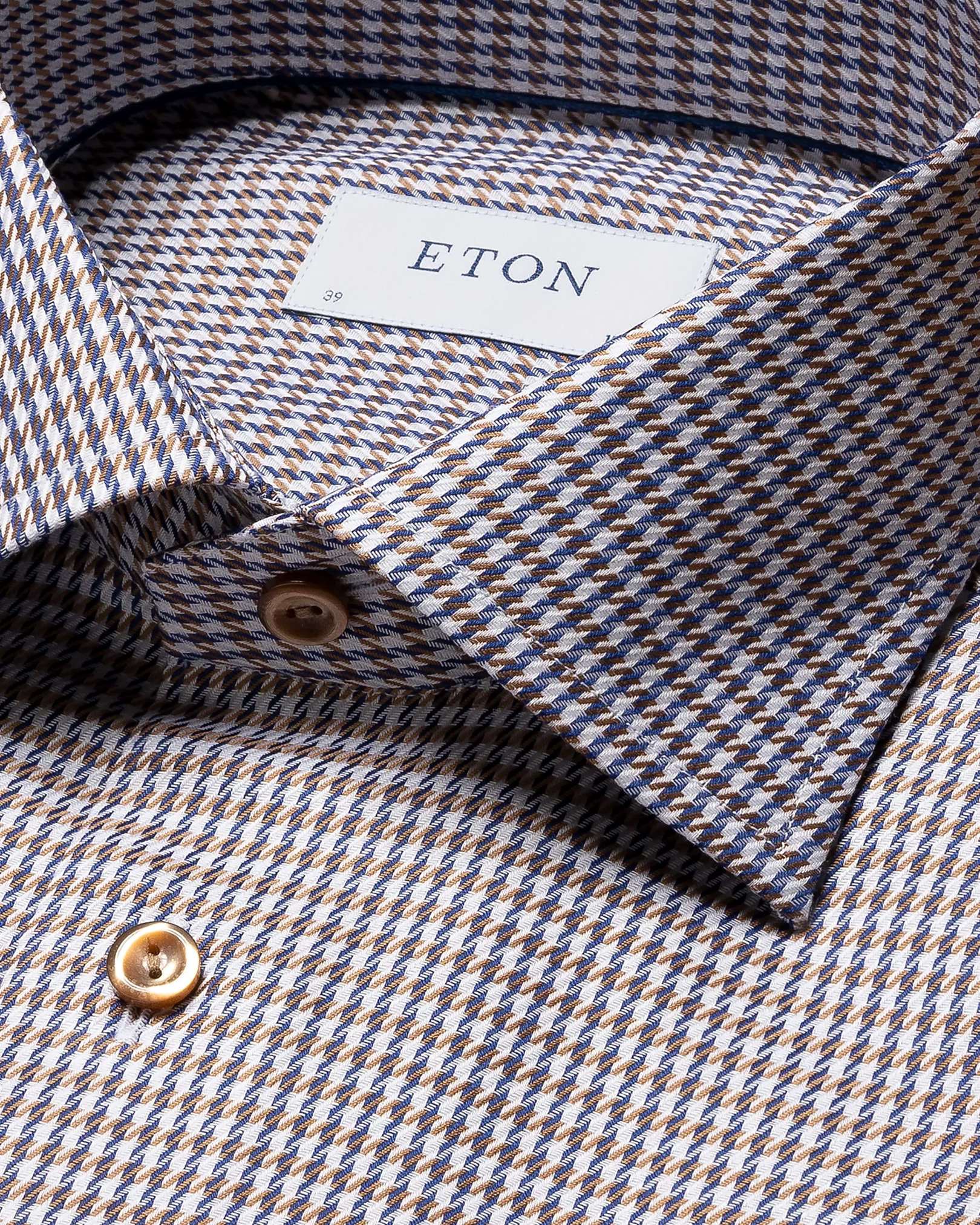 Brown Houndstooth Print Signature Twill Shirt