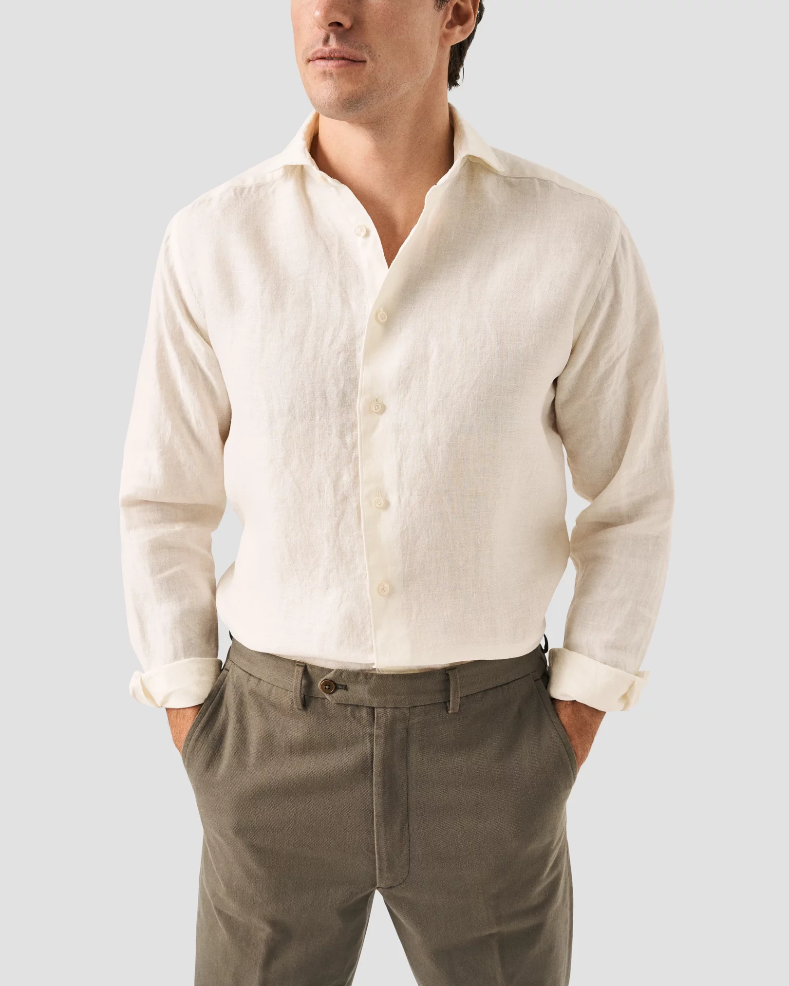 Eton - white linen wide spread shirt