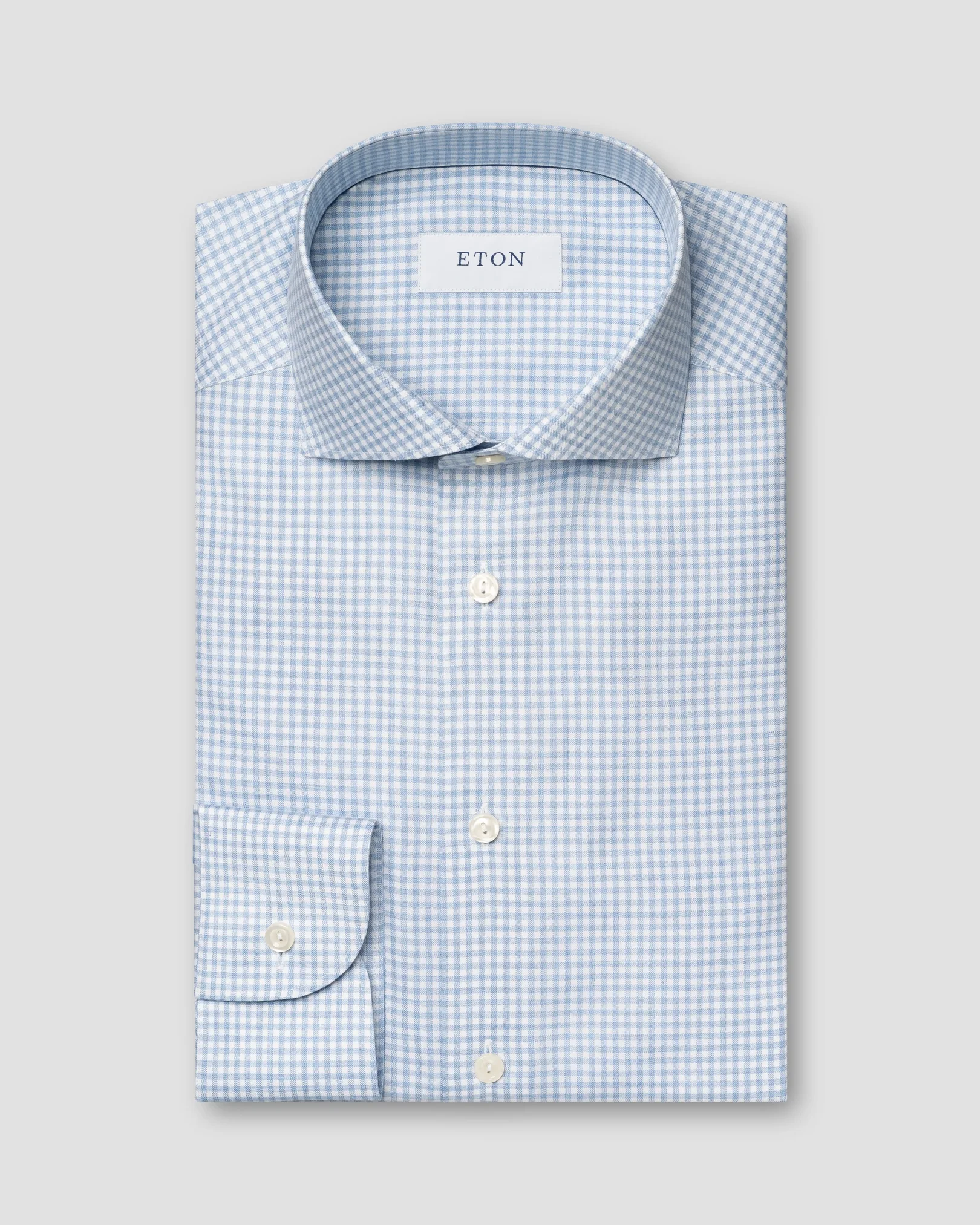 Eton - light blue check signature oxford shirt