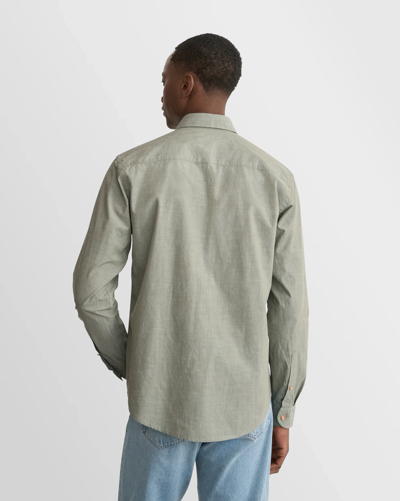 Eton - dark green solid chambray shirt 261