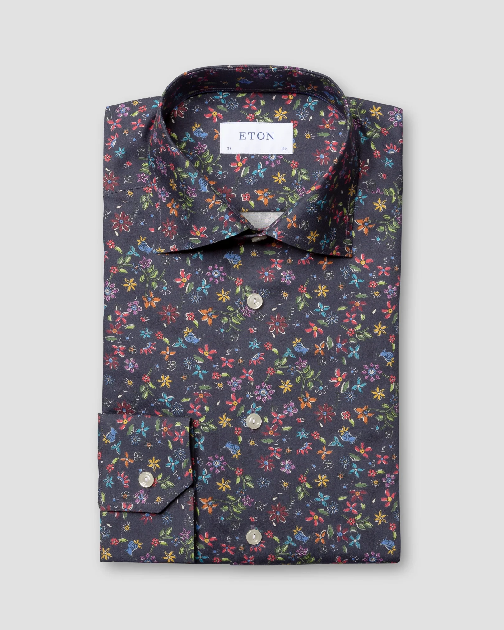 Eton - navy valley of flowers shirt