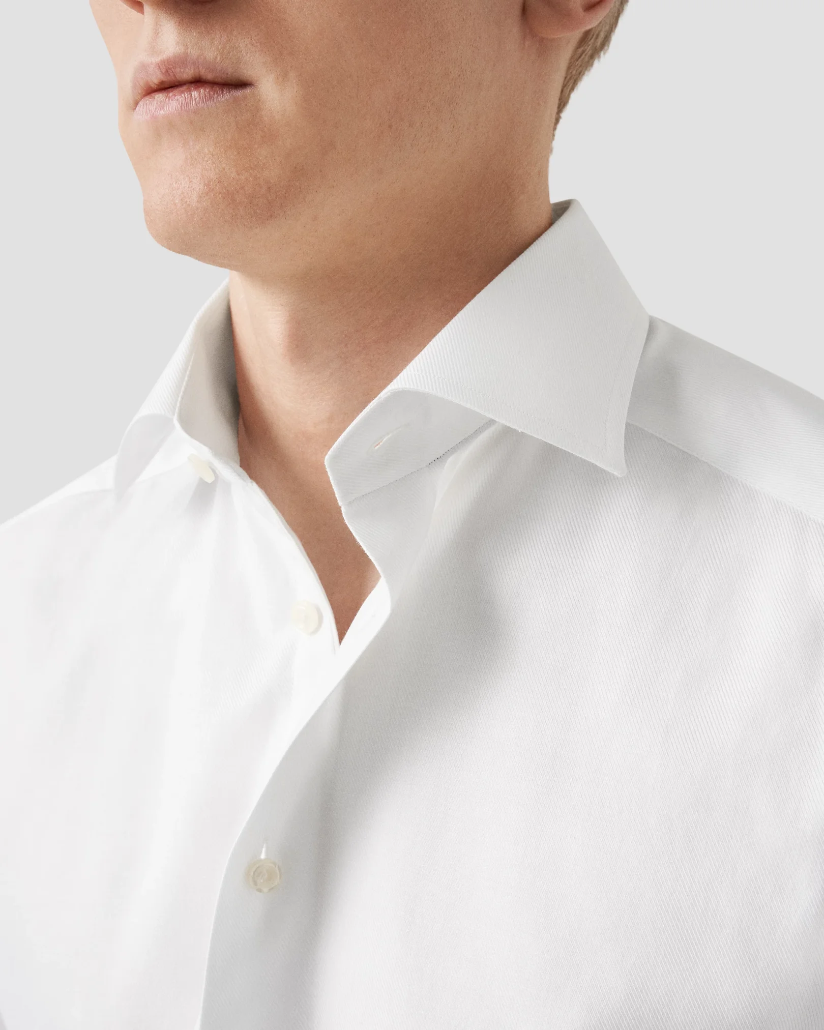 Eton - white twill semi solid melange shirt