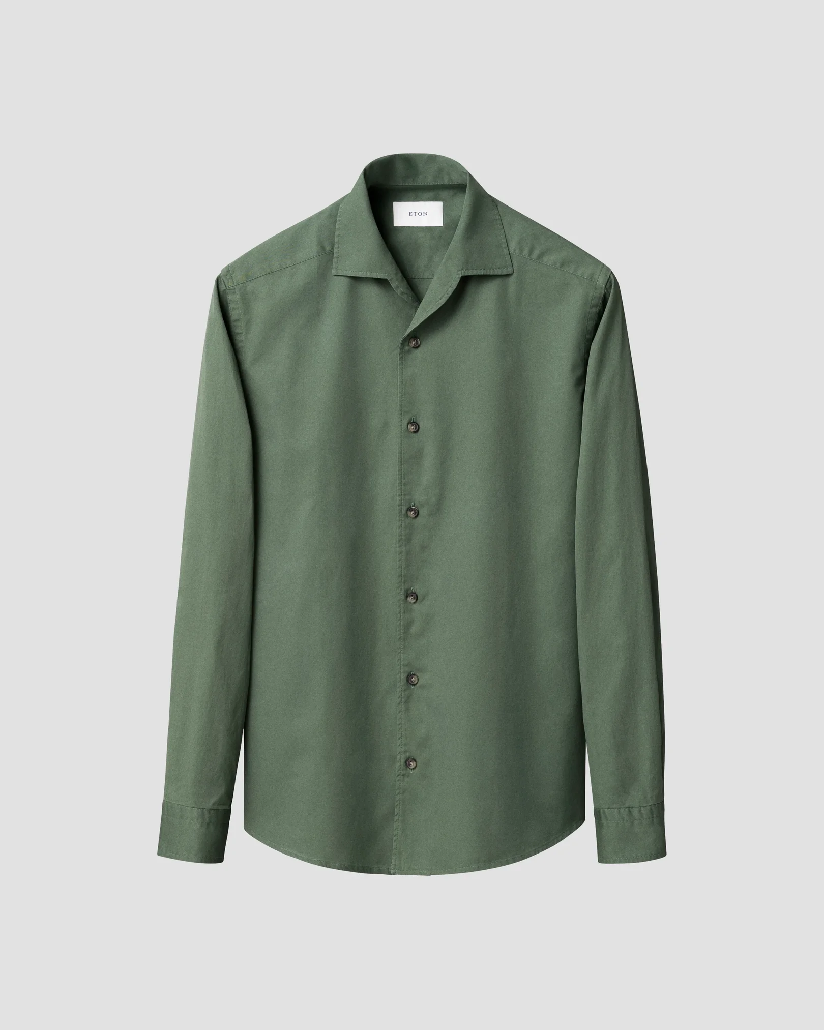 Eton - garment washed twill shirt dark green garment washed twill shirt