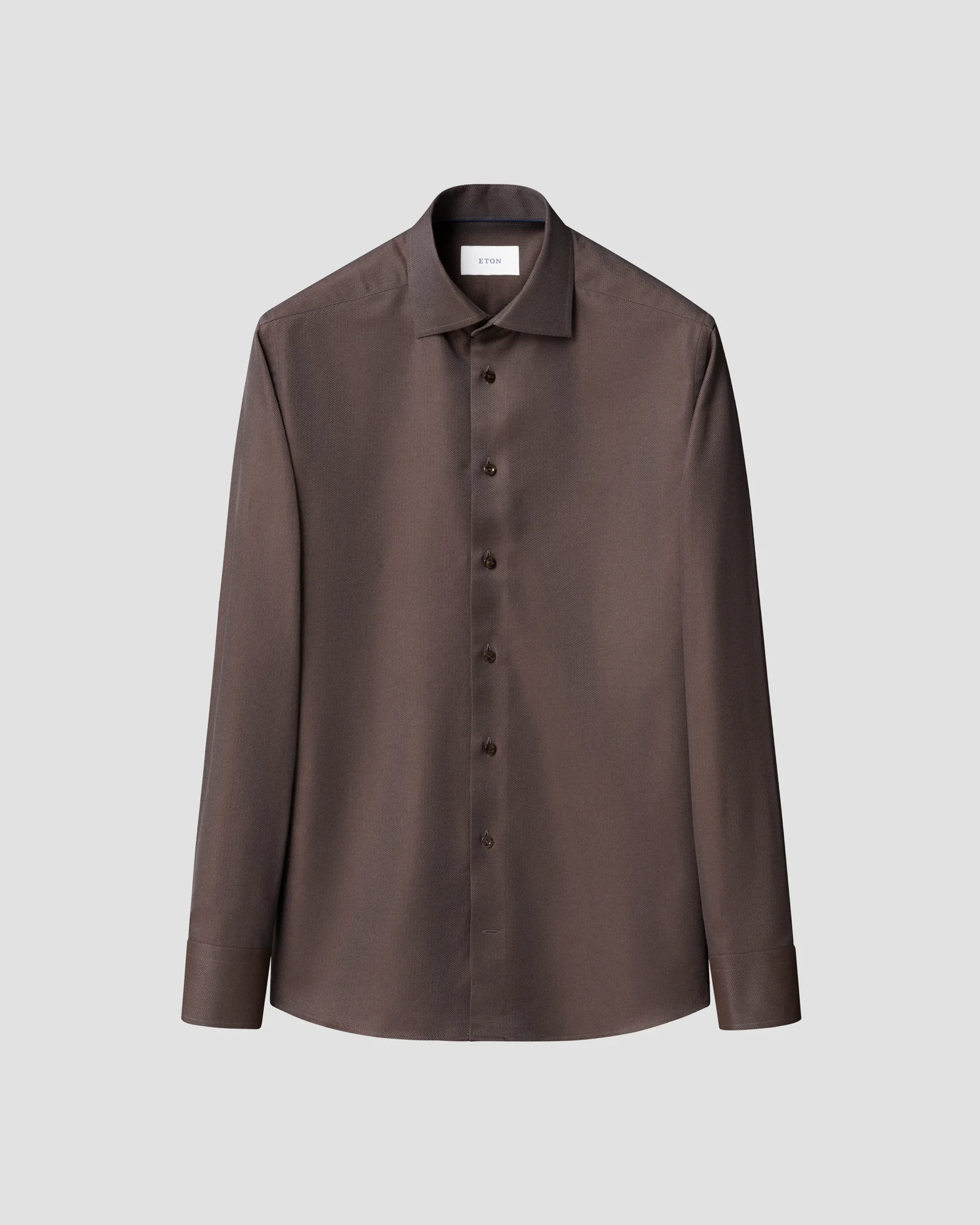 Eton - dark brown herringbone signature twill shirt