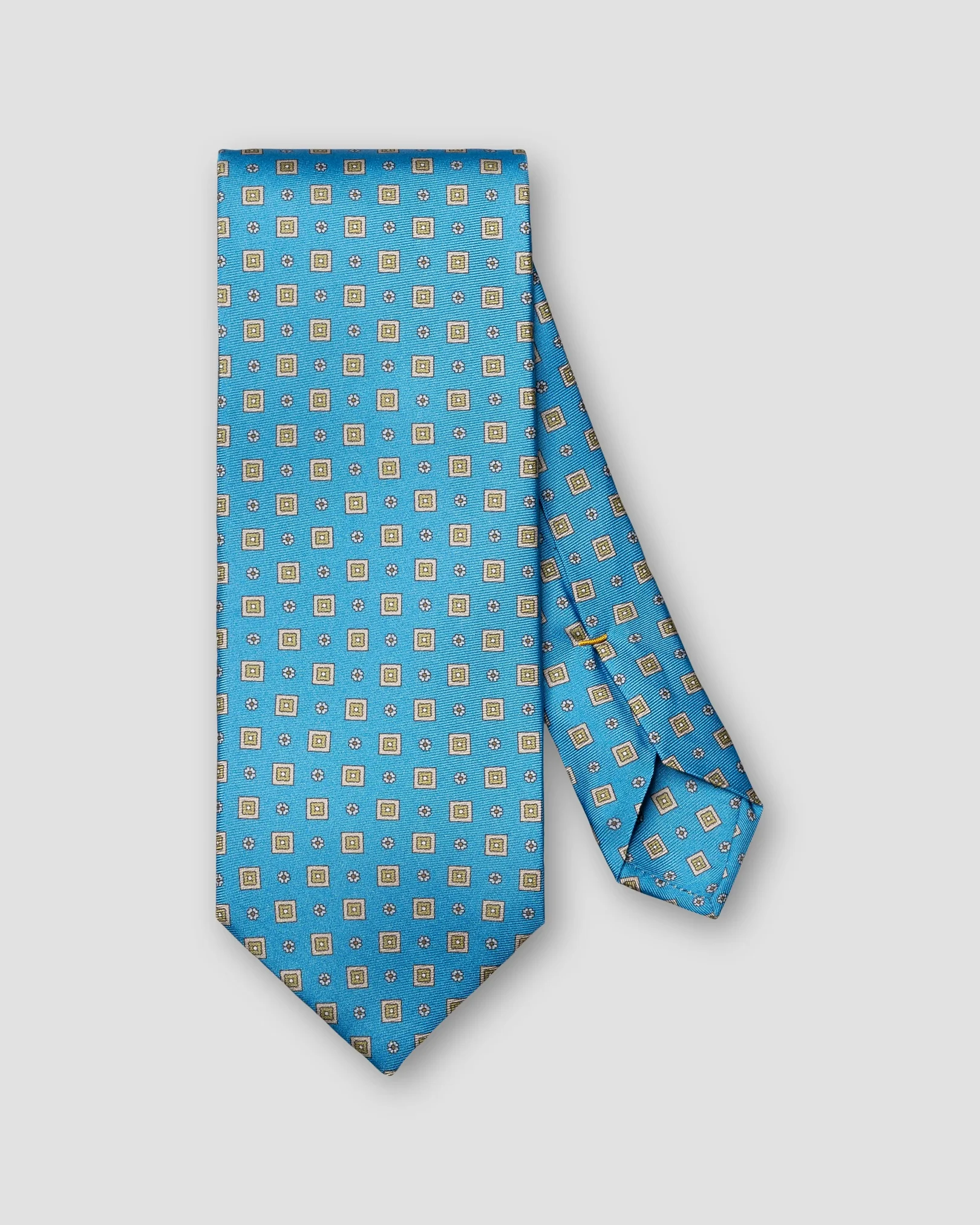 Eton - blue medallion floral printed silk tie