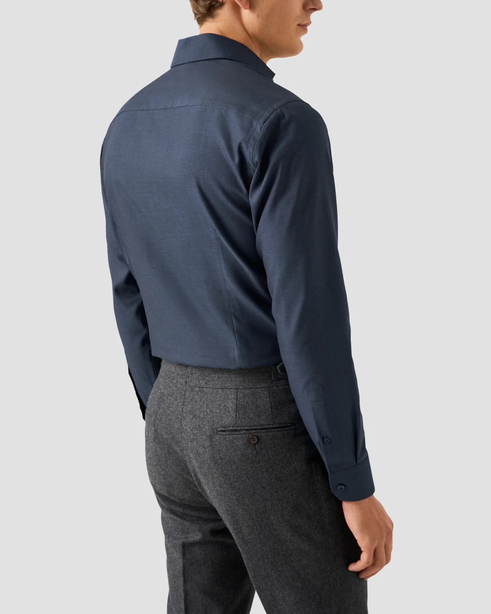 Eton - navy blue semi solid signature dobby shirt