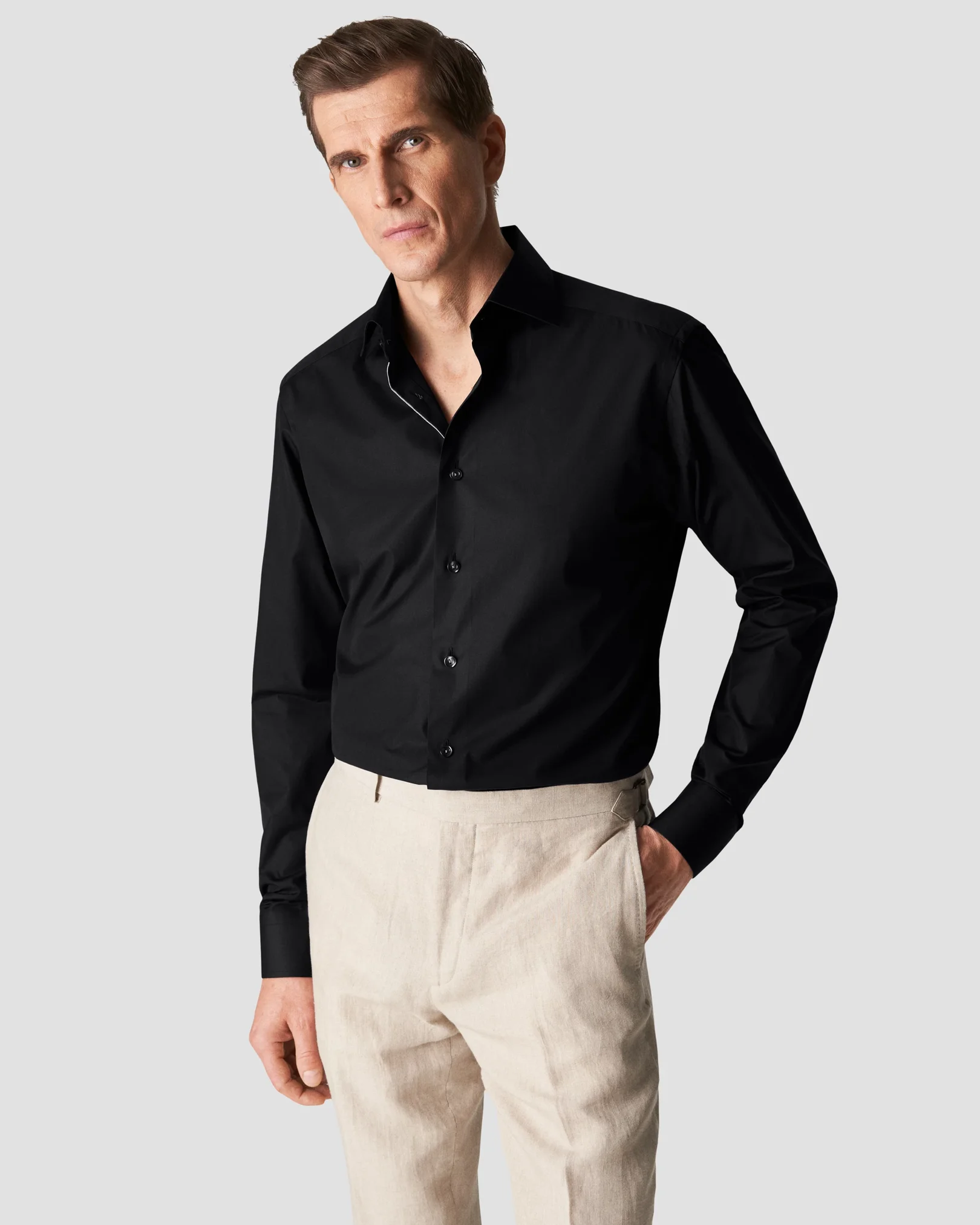 Eton - black plain weave