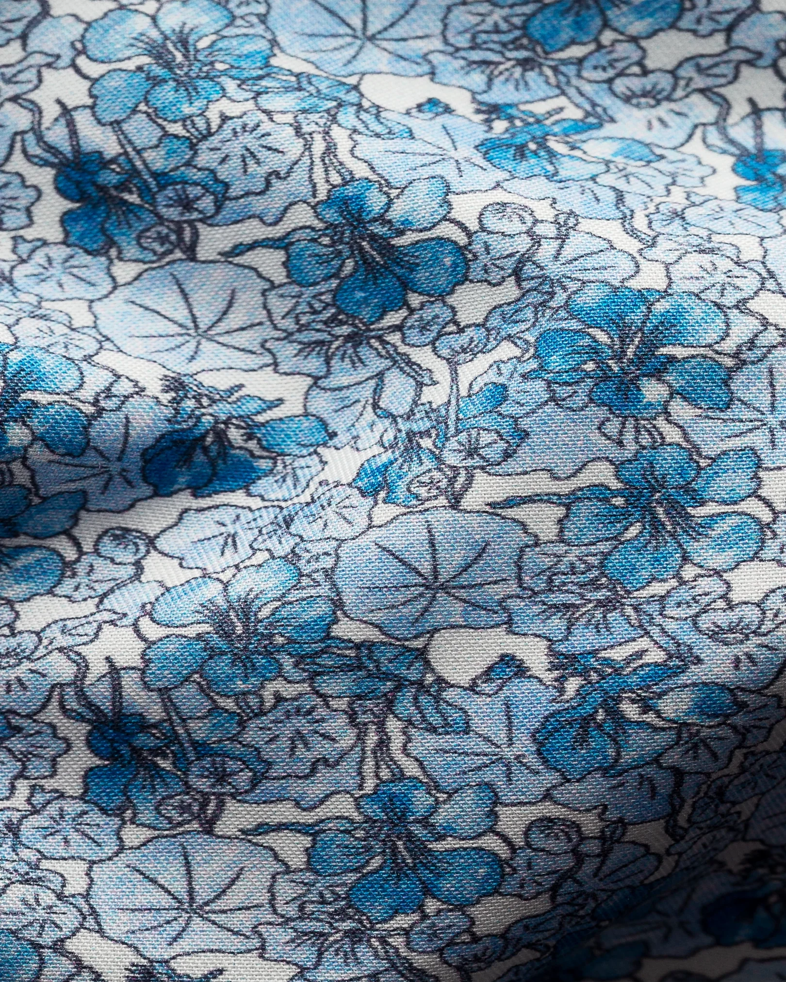 Eton - blue floral print twill shirt