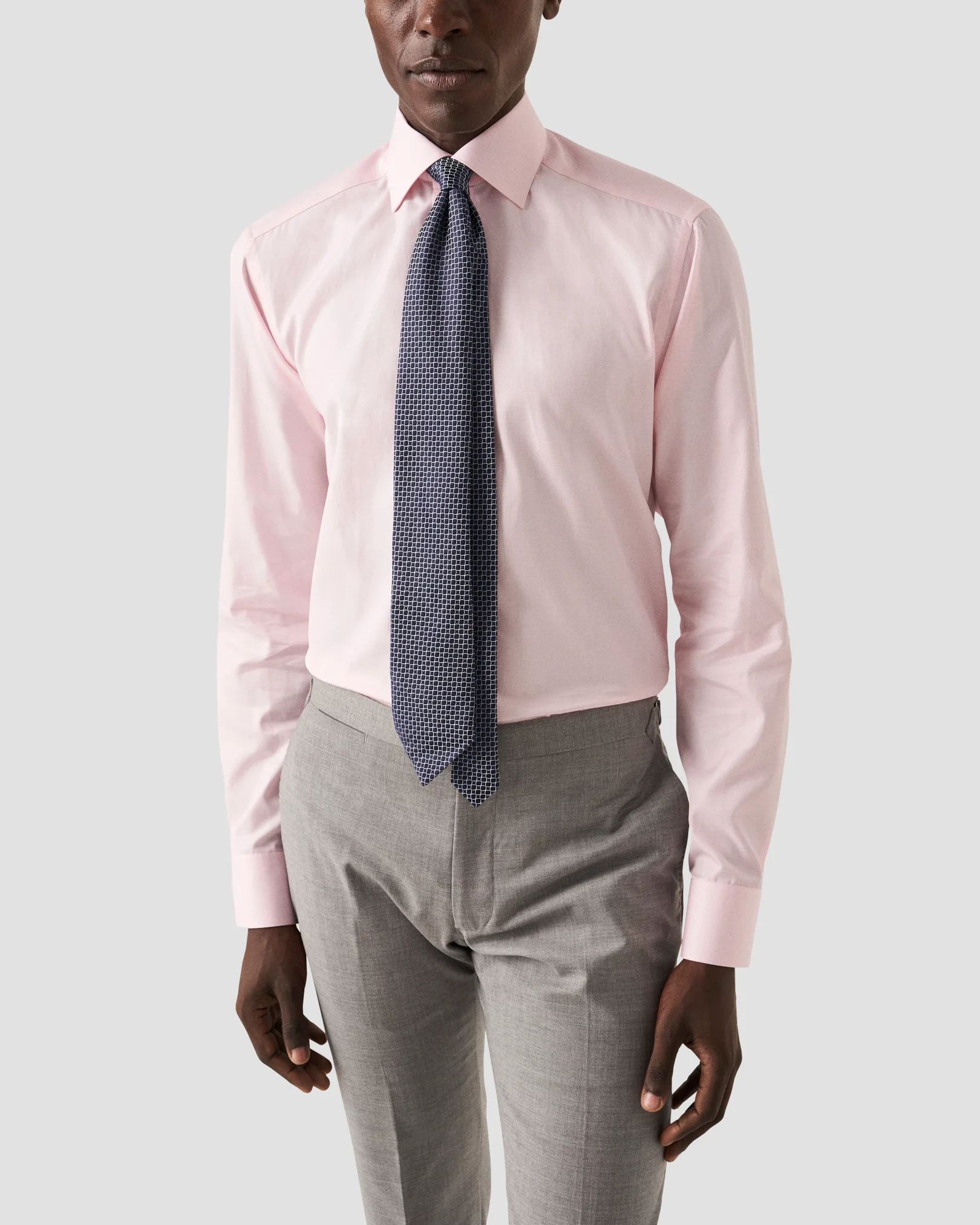 Eton - checked pink supima twill shirt