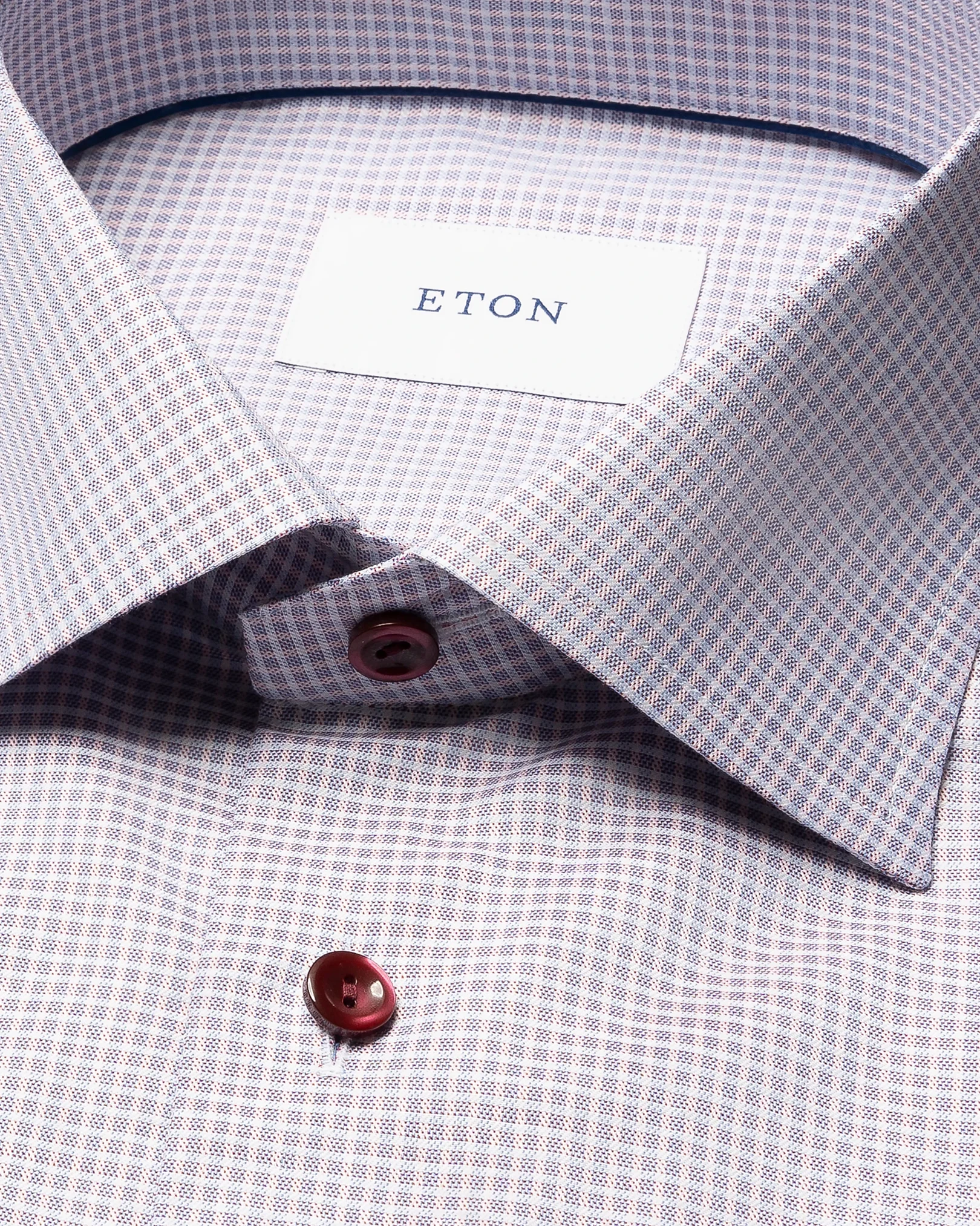 Eton - red check twill shirt