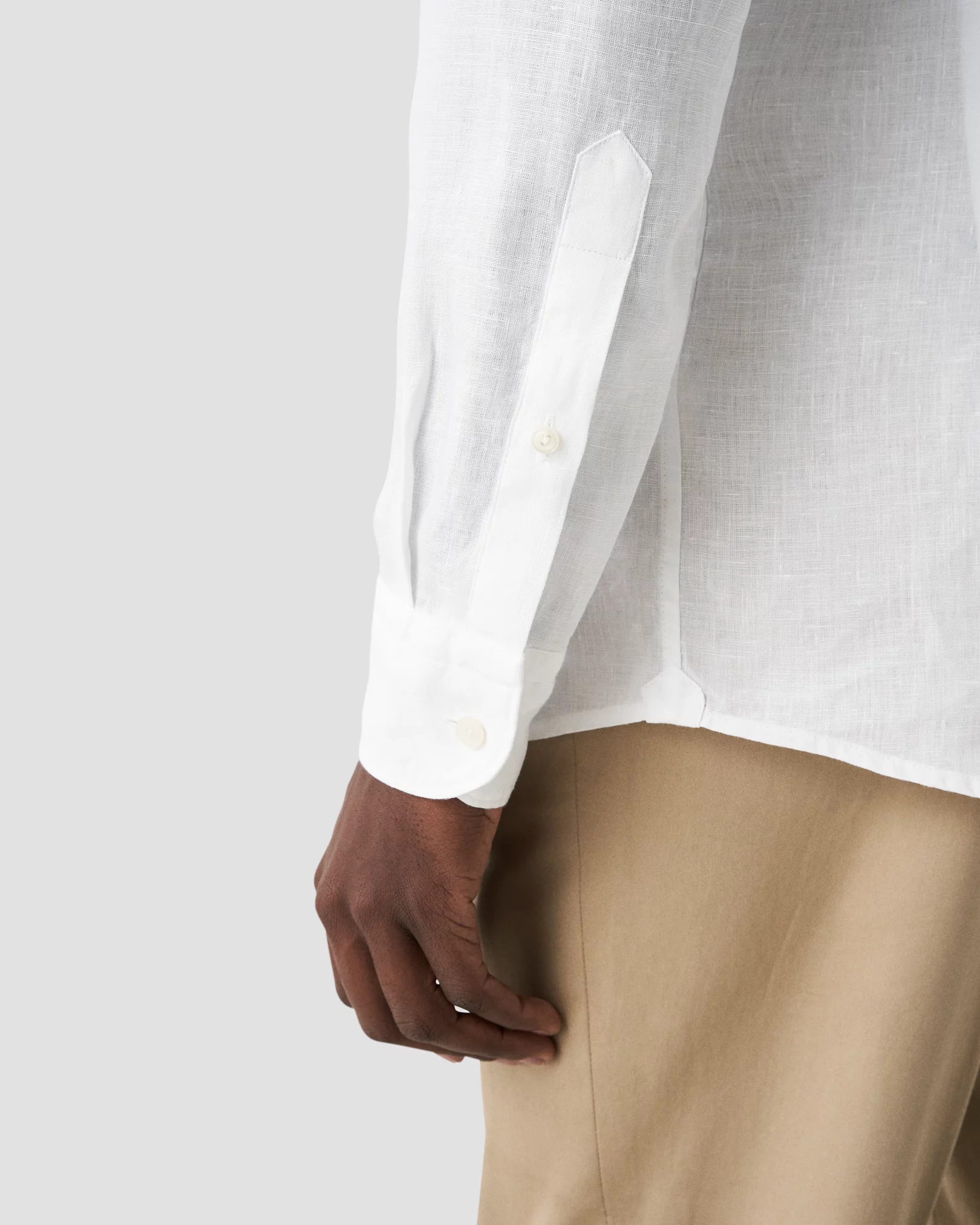 White Solid Linen Shirt - Eton