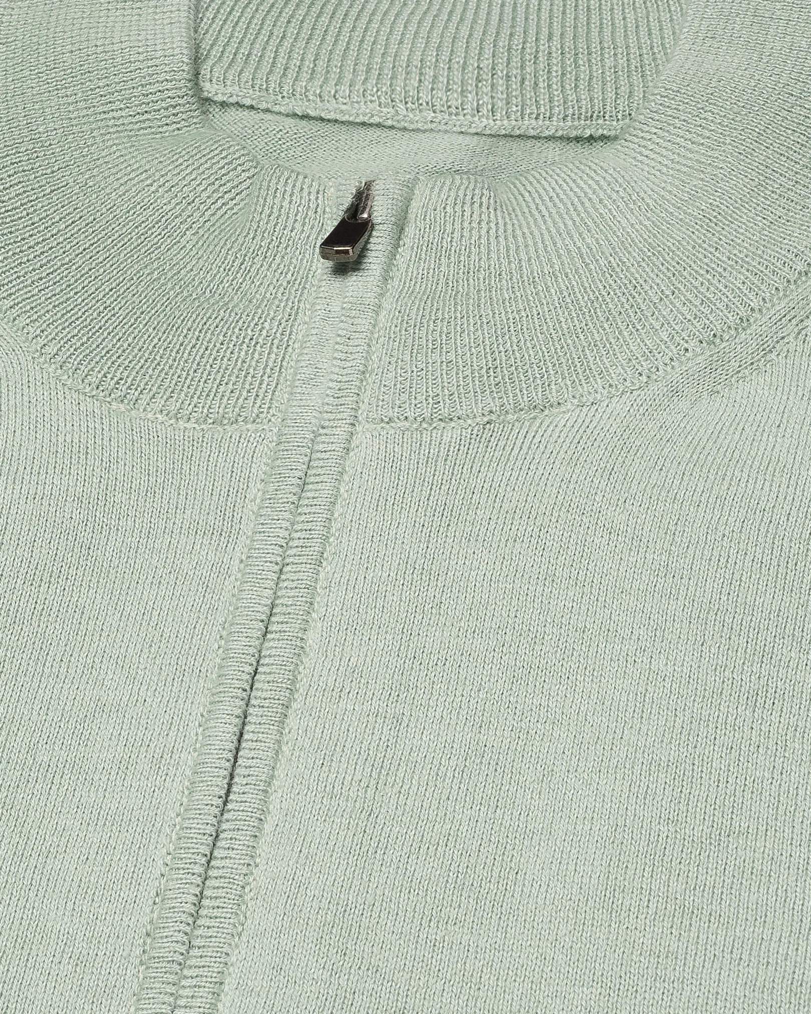 Eton - light green cotton and cashmere quarter zip fine knit