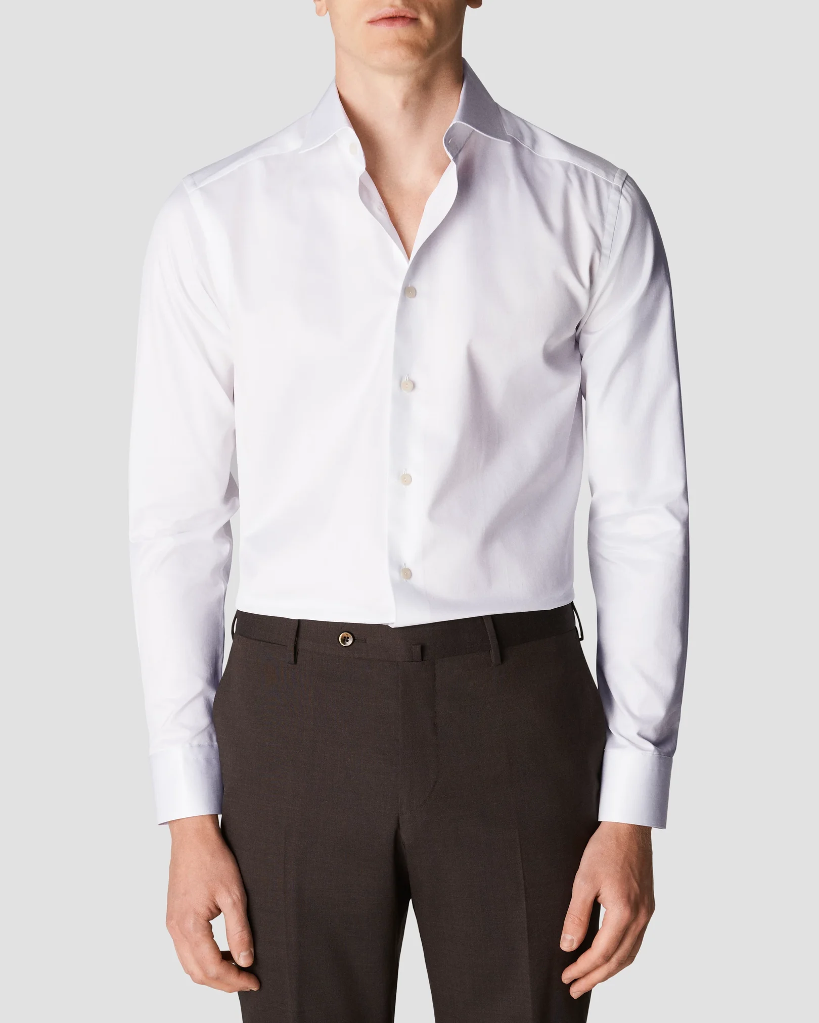 Eton - white signature twill wide spread rounded single one buttonhole slim